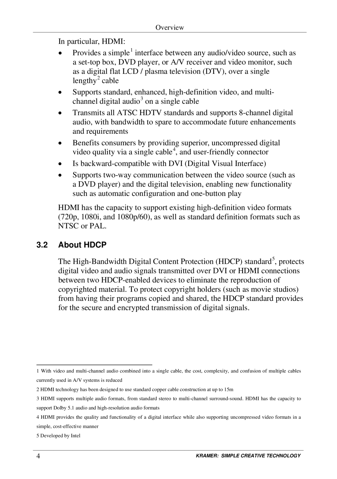 Kramer Electronics PT-101Hxl user manual About Hdcp 