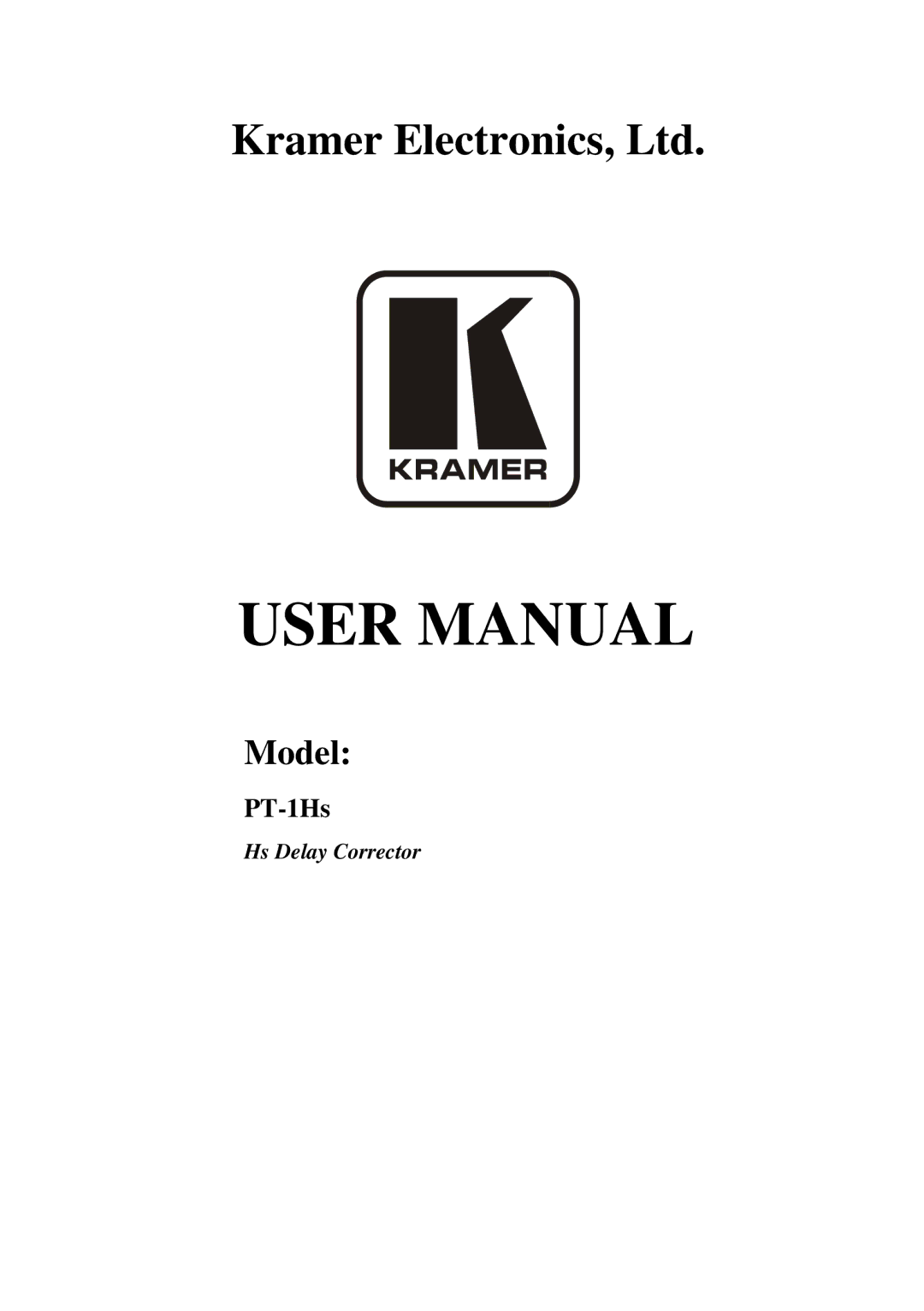 Kramer Electronics PT-1Hs user manual Model 