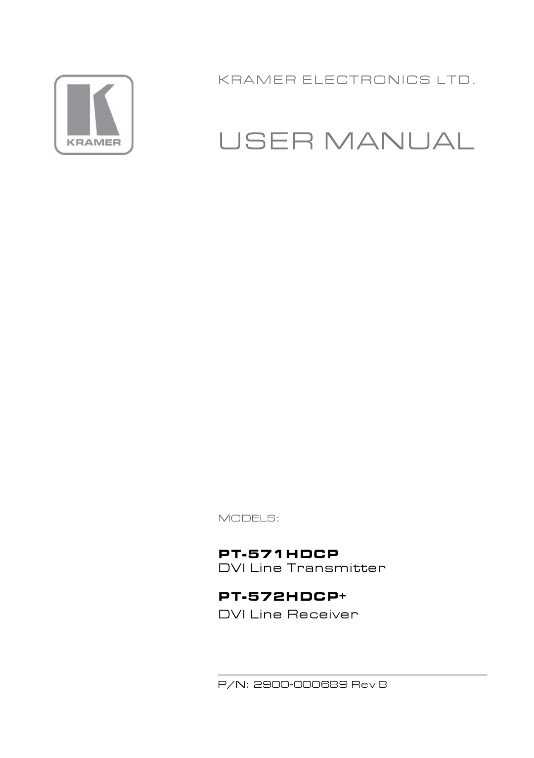 Kramer Electronics PT571HDCP user manual PT-571HDCP 