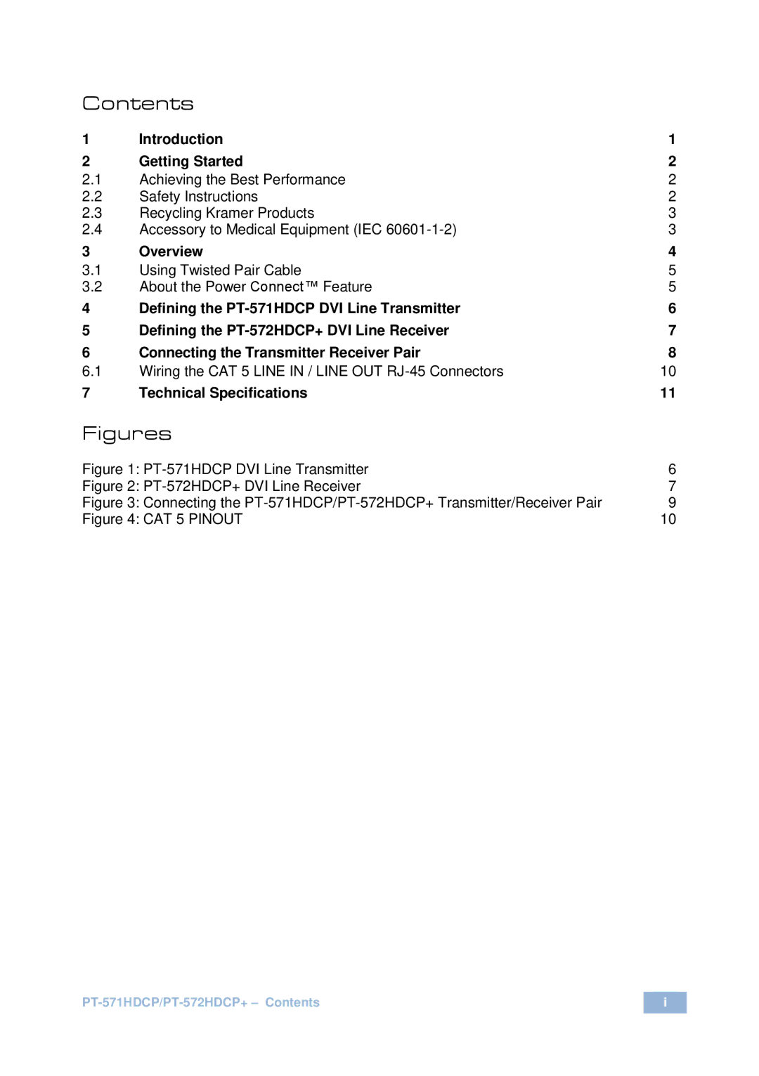 Kramer Electronics PT571HDCP user manual Figures 