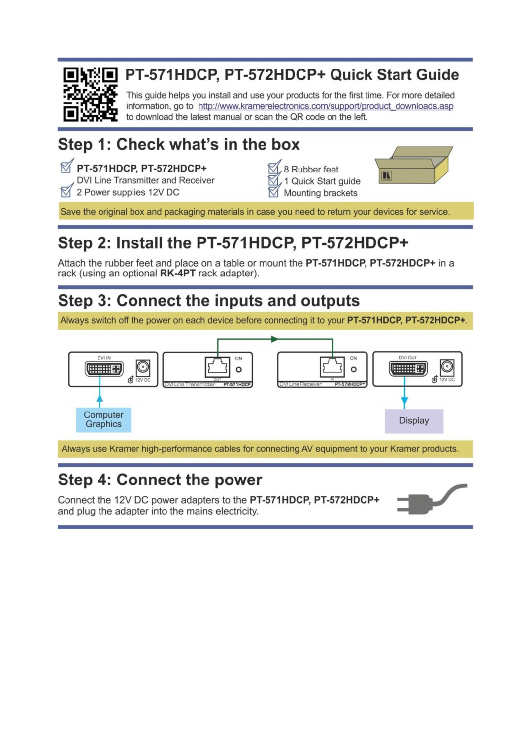 Kramer Electronics PT571HDCP user manual 