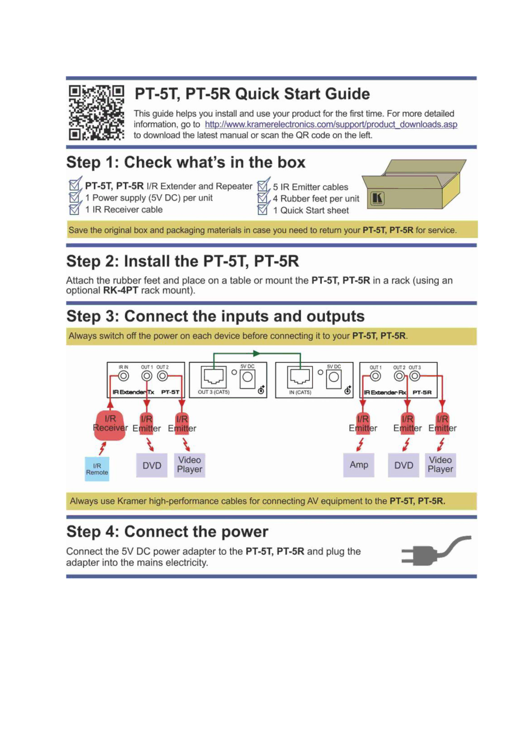 Kramer Electronics R, PT-5T user manual 