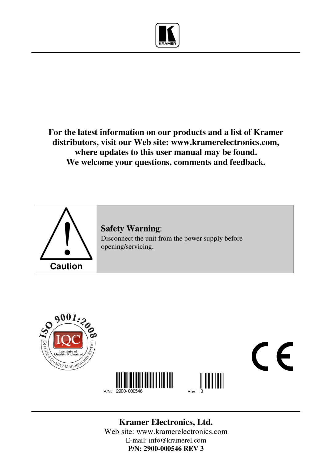 Kramer Electronics RC-2C user manual 2900-000546 REV 