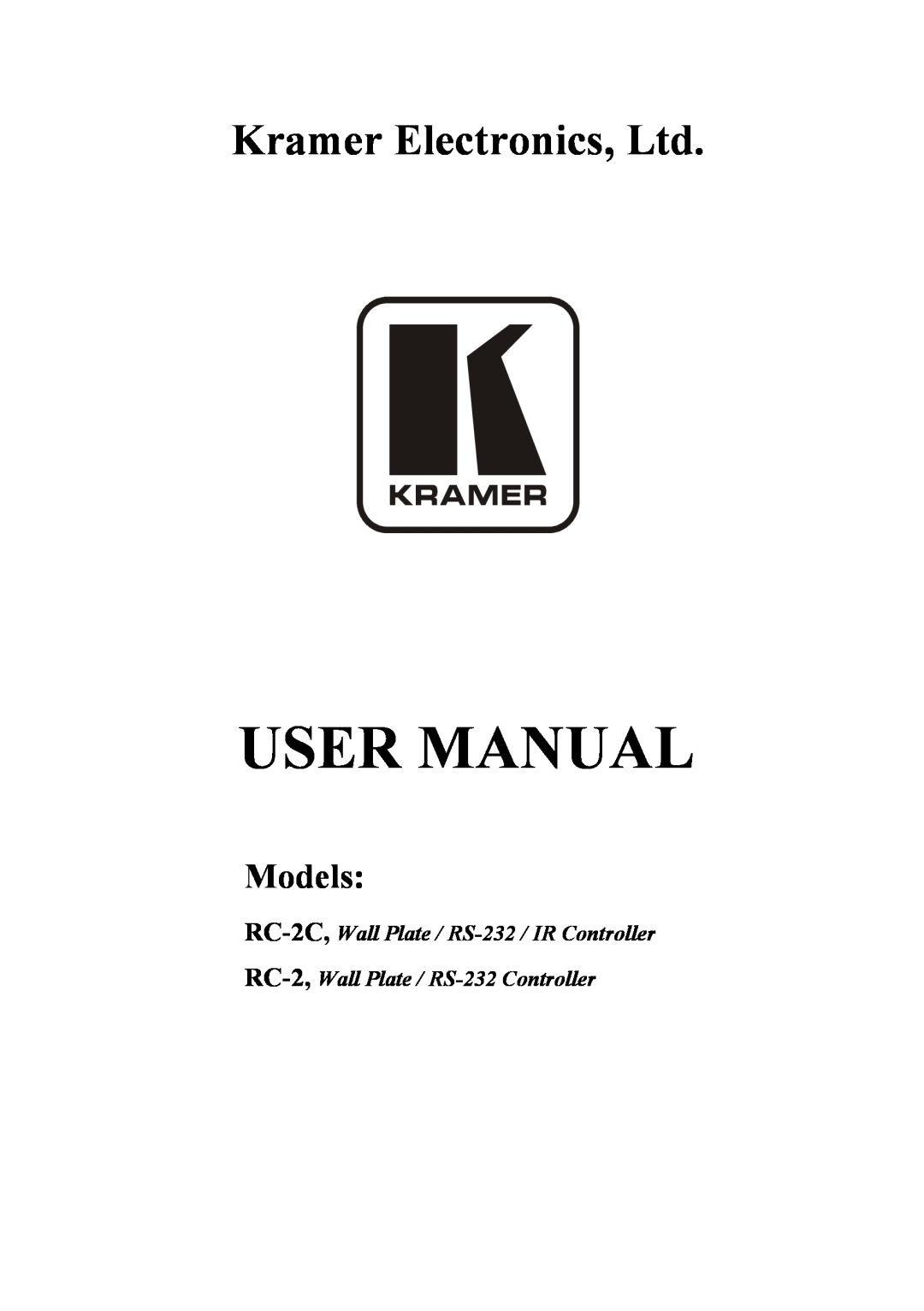 Kramer Electronics RC-2C user manual Models 