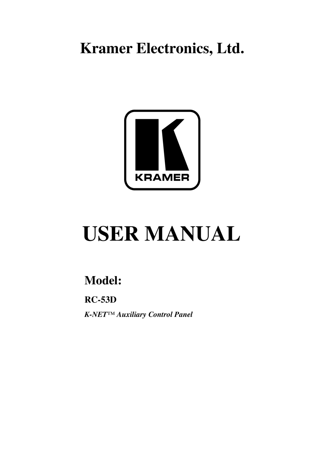 Kramer Electronics RC-53D user manual Model 