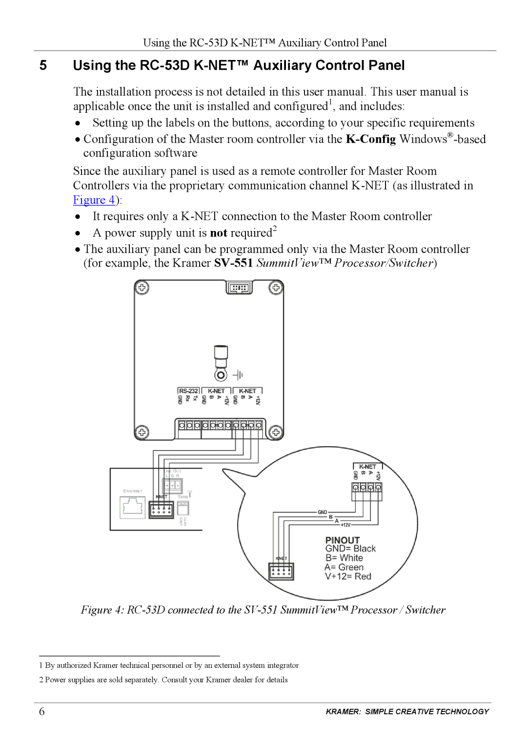 Kramer Electronics user manual Using the RC-53D K-NET Auxiliary Control Panel 