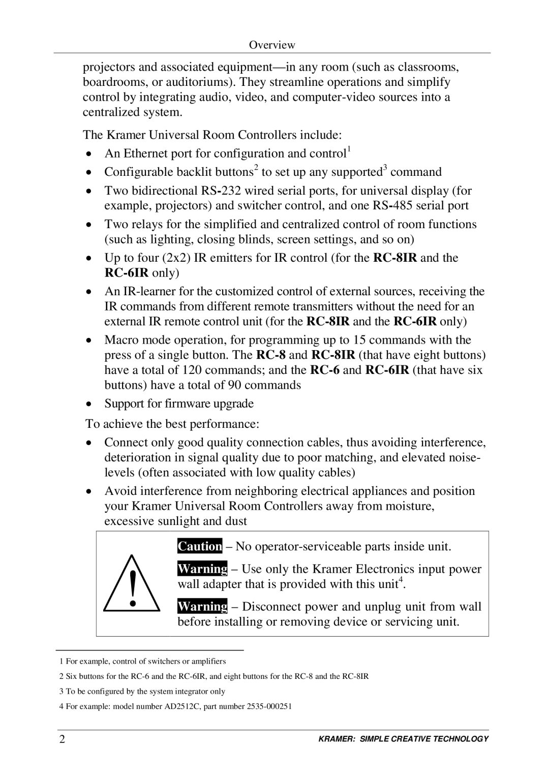 Kramer Electronics RC-6IR, RC-8IR user manual Overview 