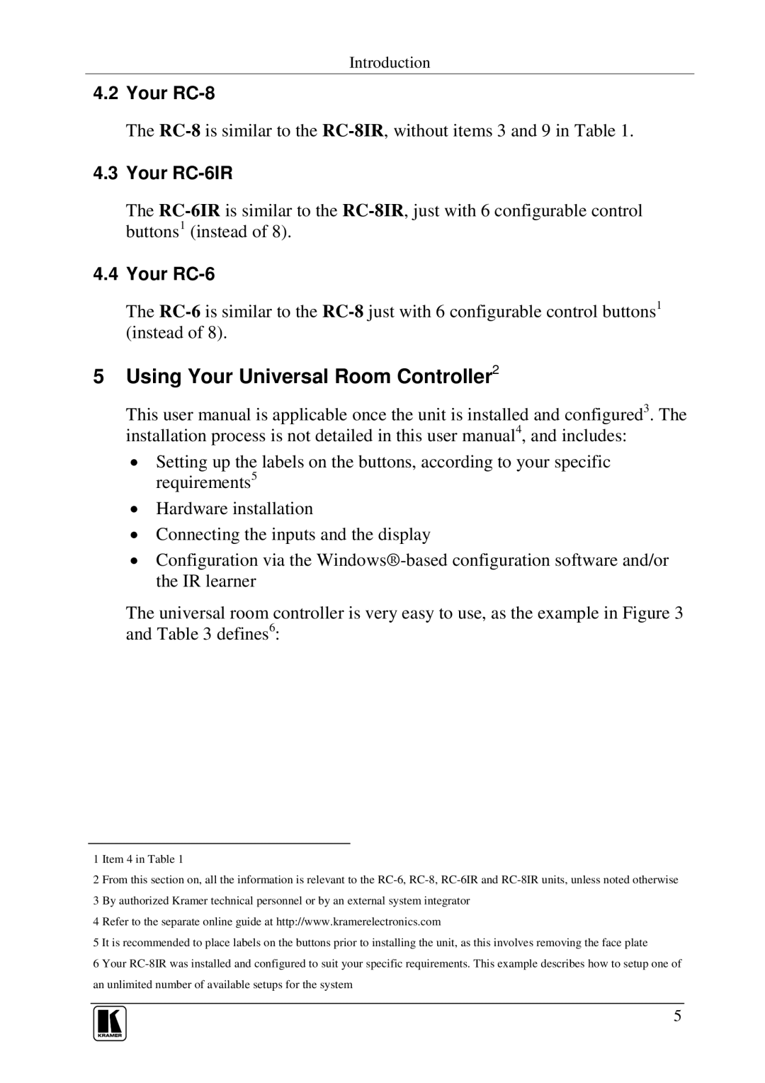 Kramer Electronics RC-8IR user manual Using Your Universal Room Controller2, Your RC-8, Your RC-6IR 