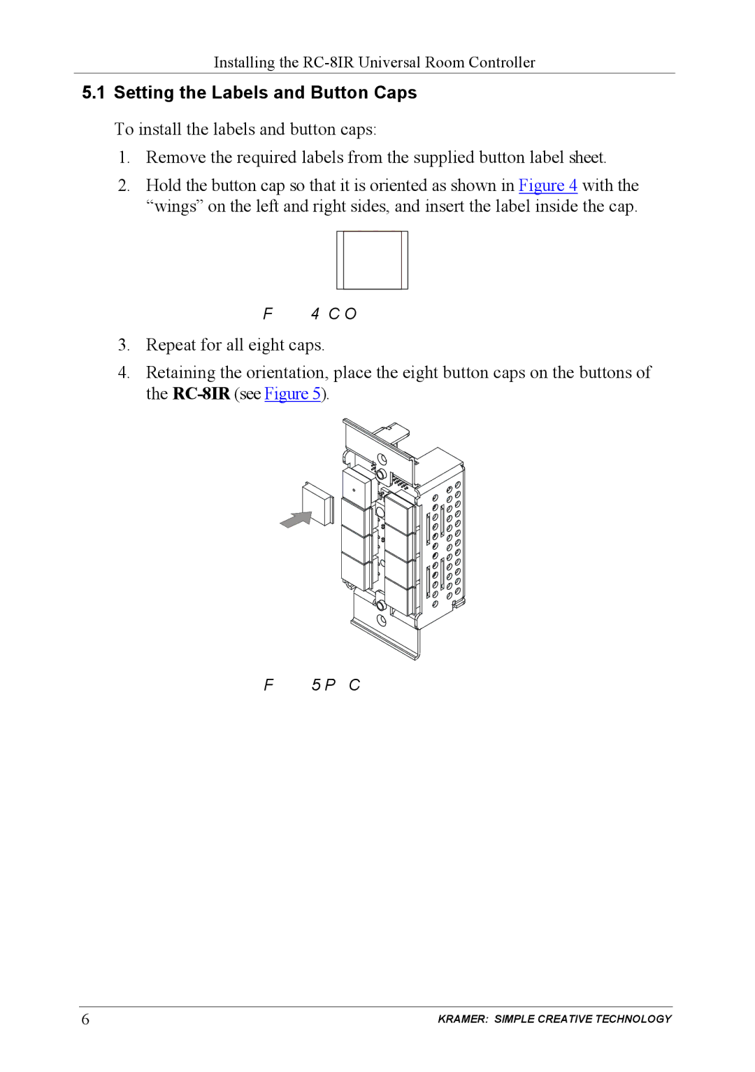 Kramer Electronics RC-81R user manual Setting the Labels and Button Caps, Button Cap Orientation 