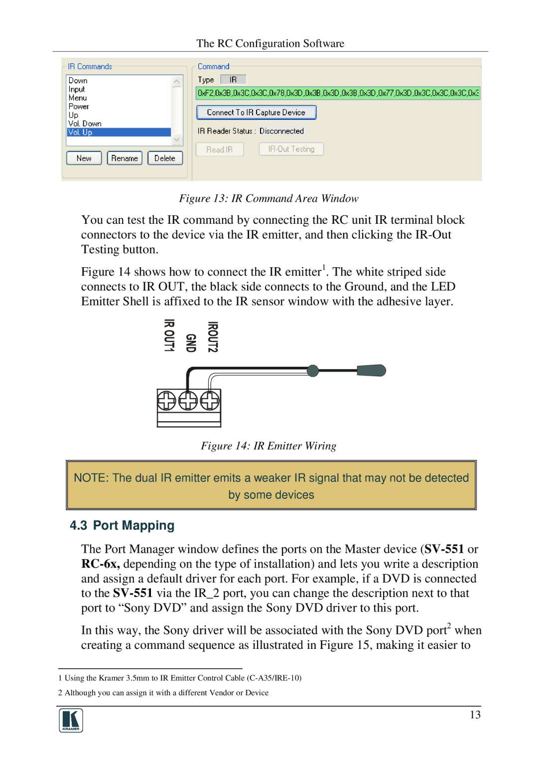 Kramer Electronics RC-SV manual Port Mapping, IR Command Area Window 