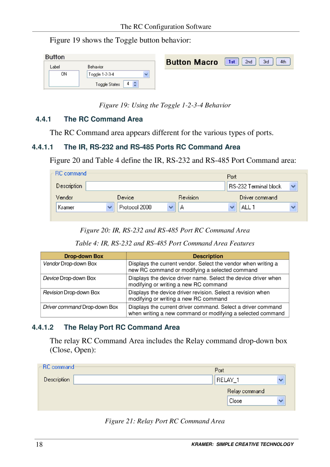 Kramer Electronics RC-SV manual Shows the Toggle button behavior 