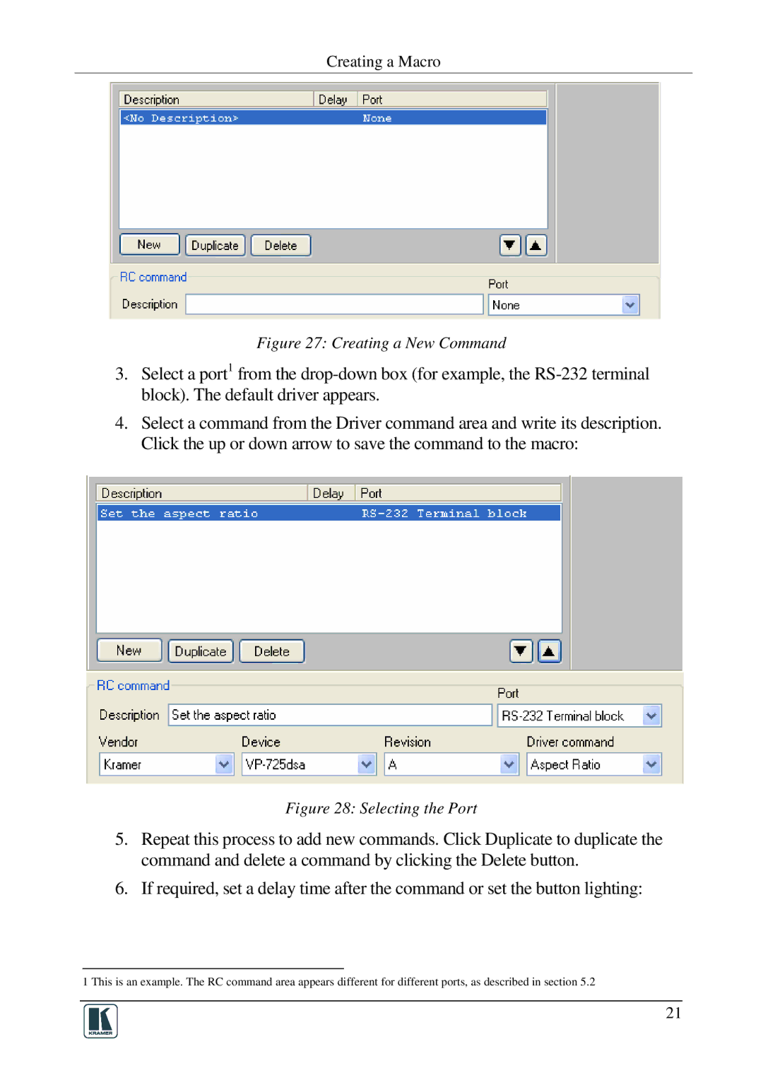 Kramer Electronics RC-SV manual Creating a New Command 