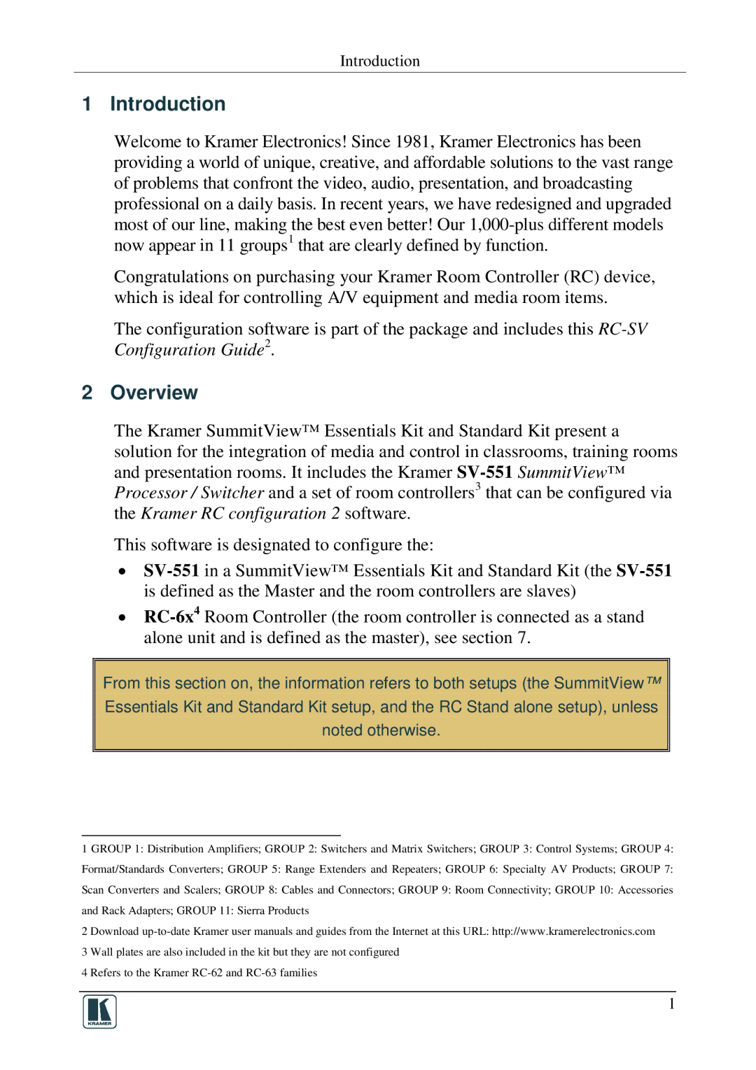 Kramer Electronics RC-SV manual Introduction, Overview 