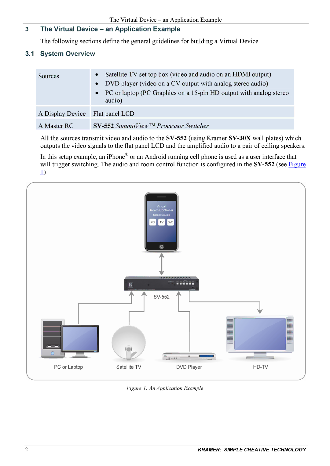 Kramer Electronics revision1 manual Virtual Device an Application Example, System Overview 