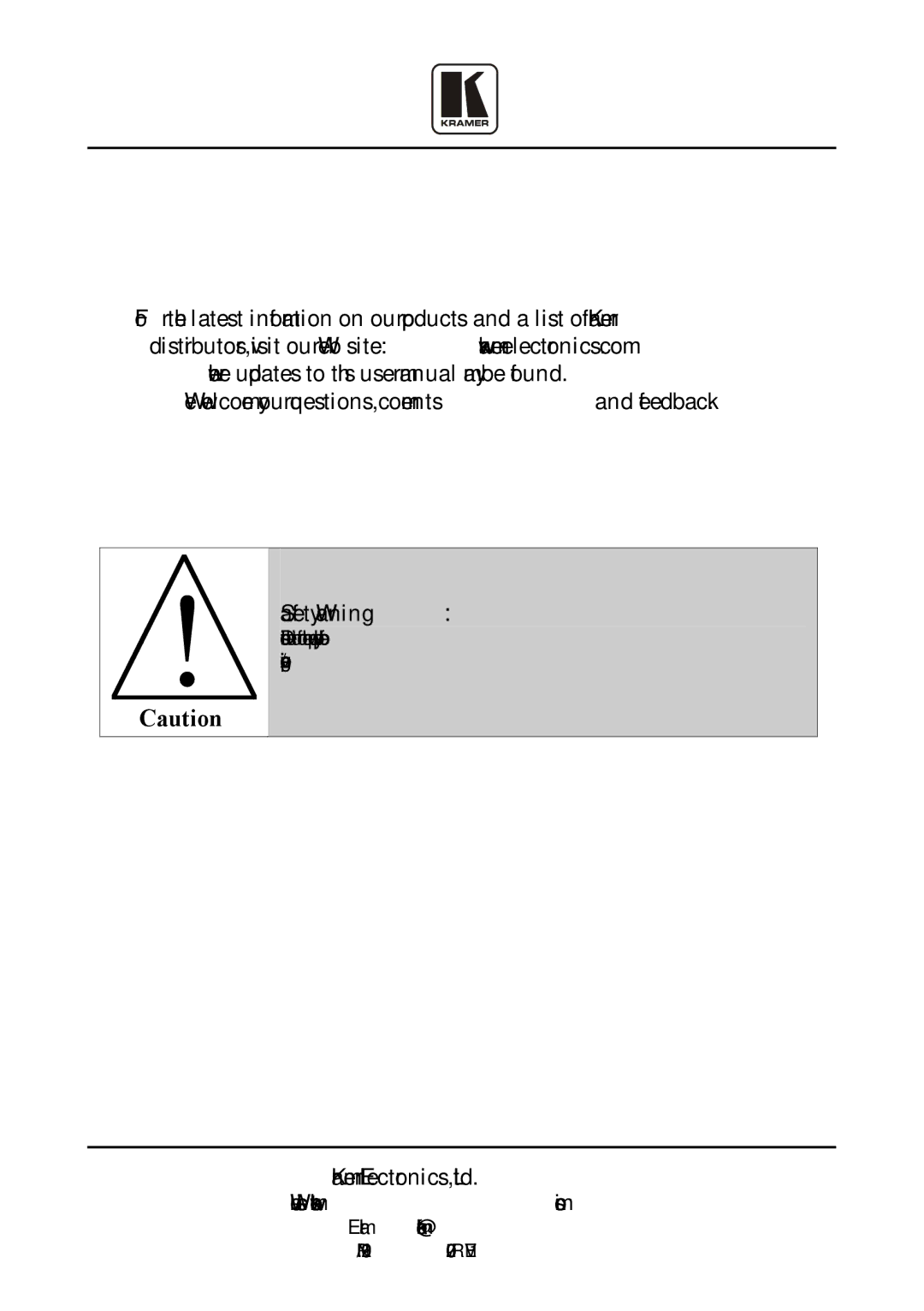 Kramer Electronics RTBUS-110 user manual 2900-000720 REV 