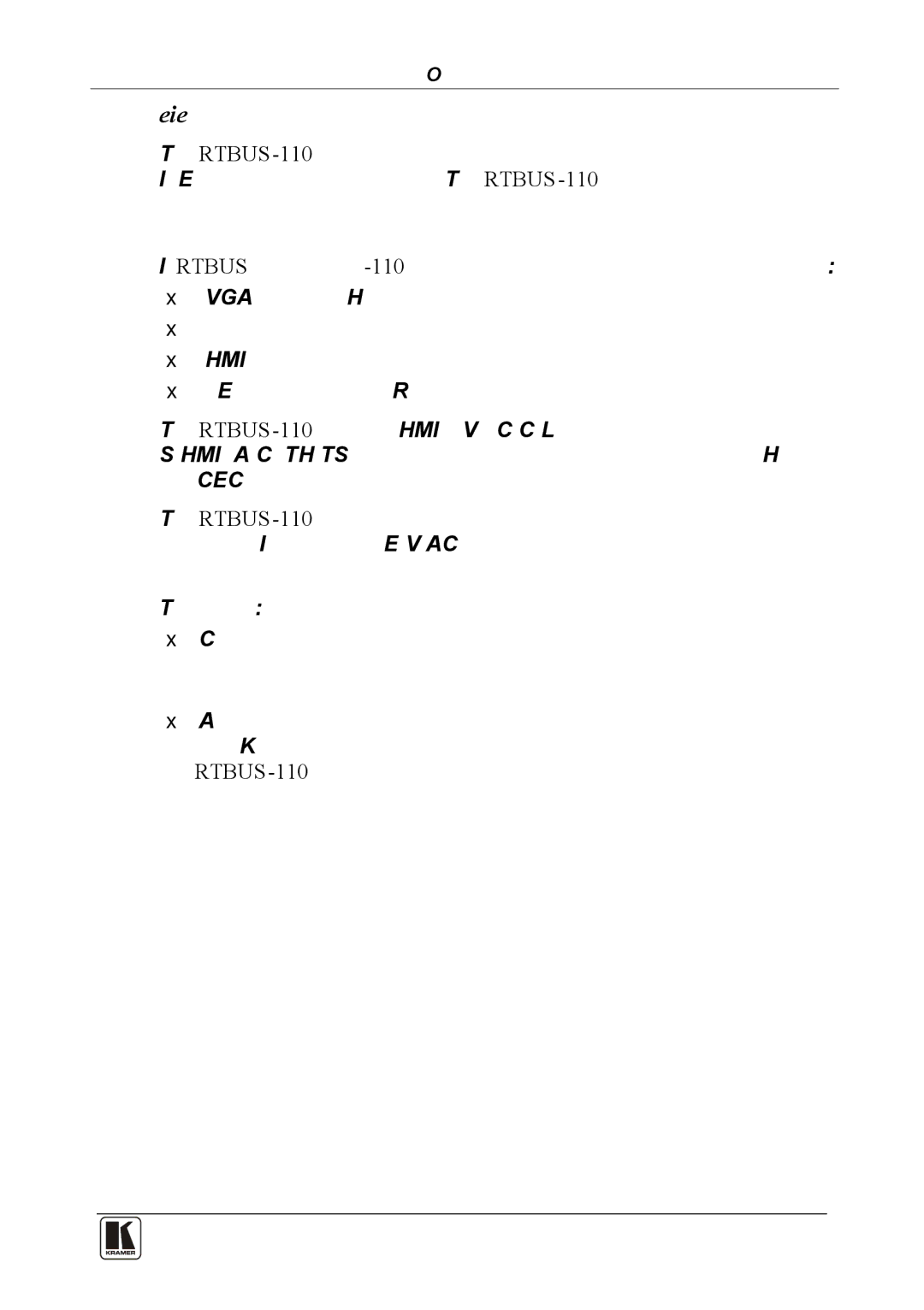 Kramer Electronics RTBUS-110 user manual Overview 