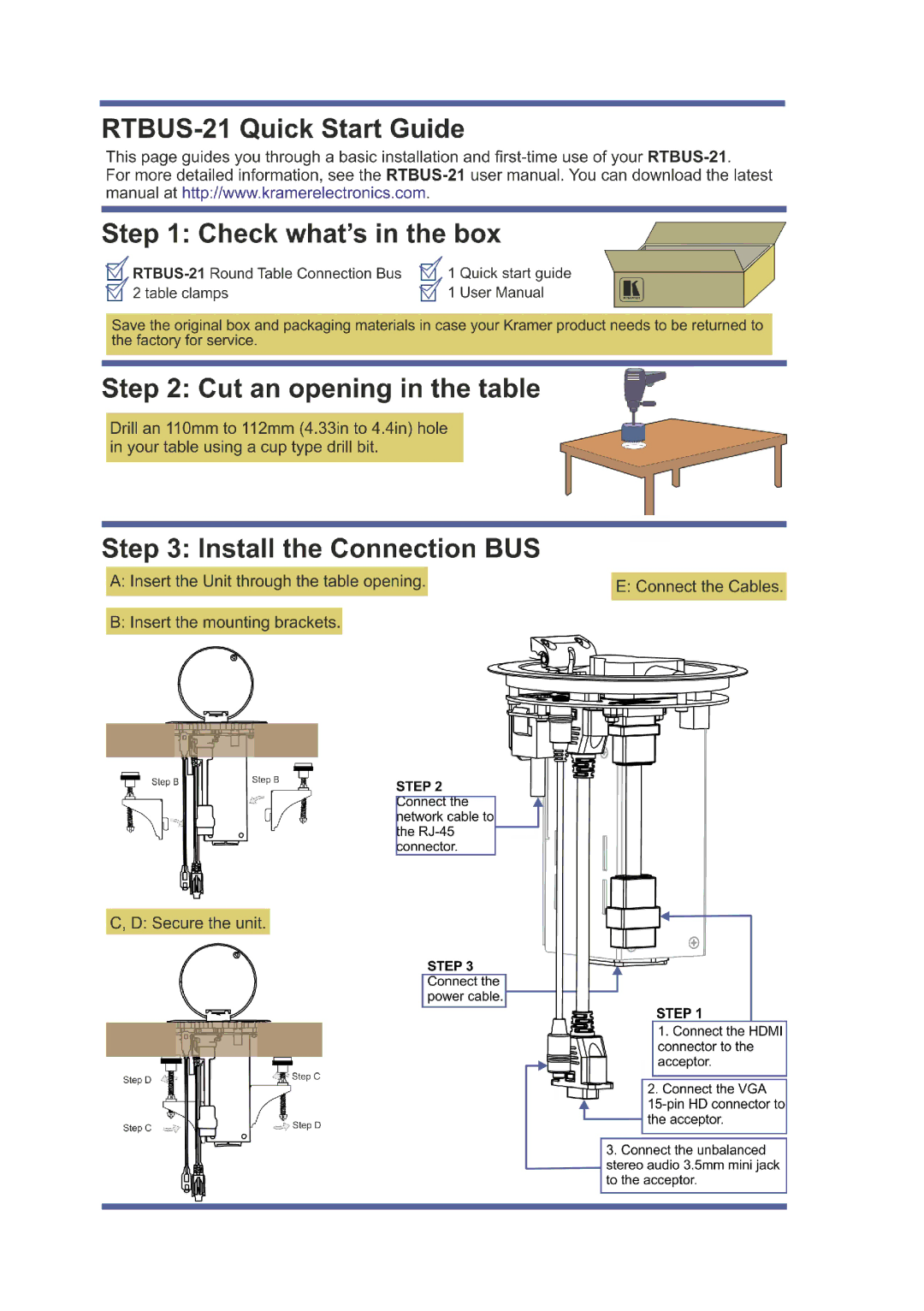 Kramer Electronics RTBUS-21 user manual 