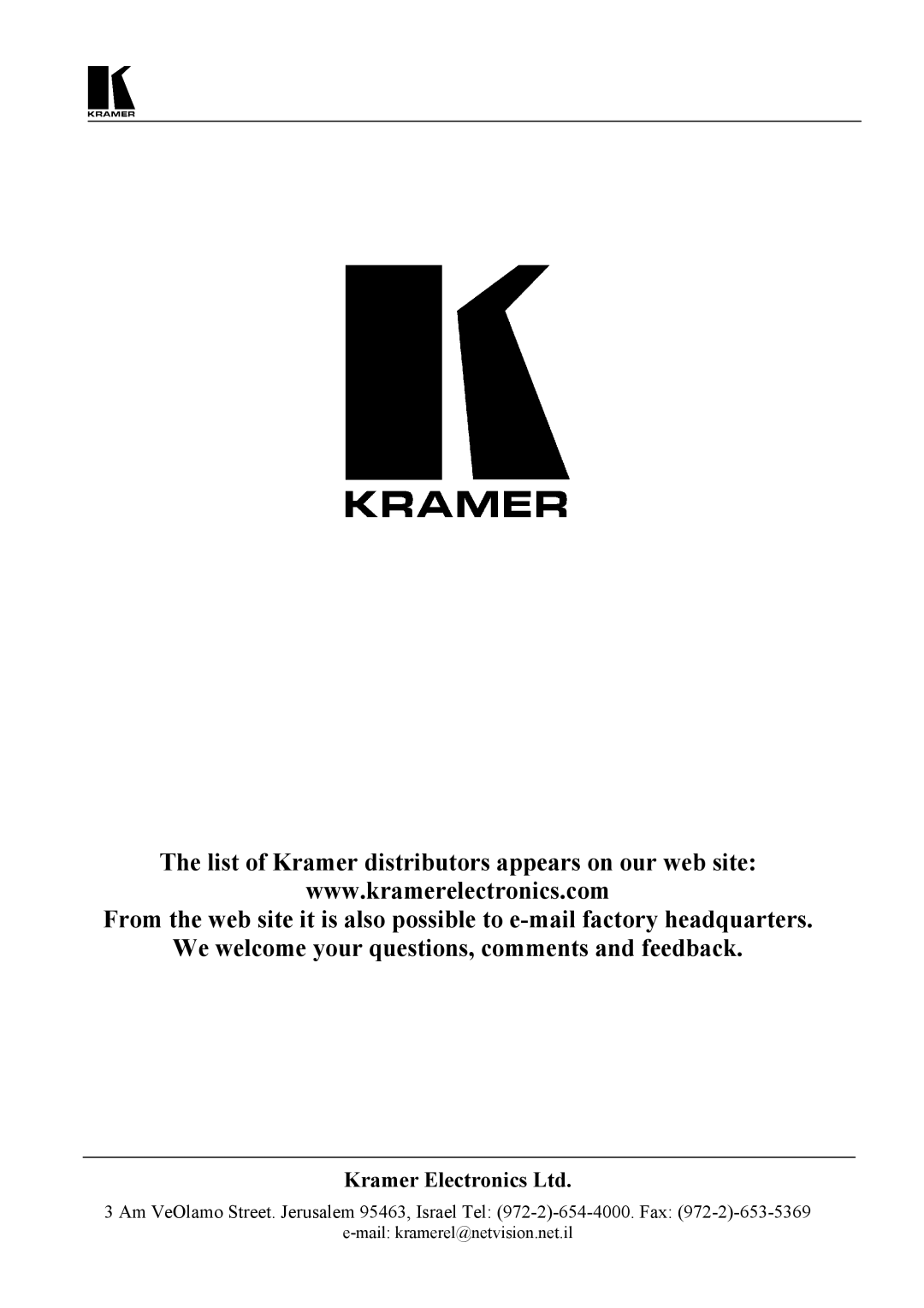 Kramer Electronics SG-6 user manual 