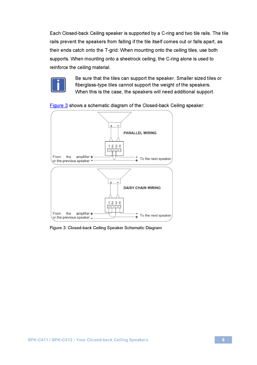 Kramer Electronics SPK-C411 user manual Shows a schematic diagram of the Closed-back Ceiling speaker 