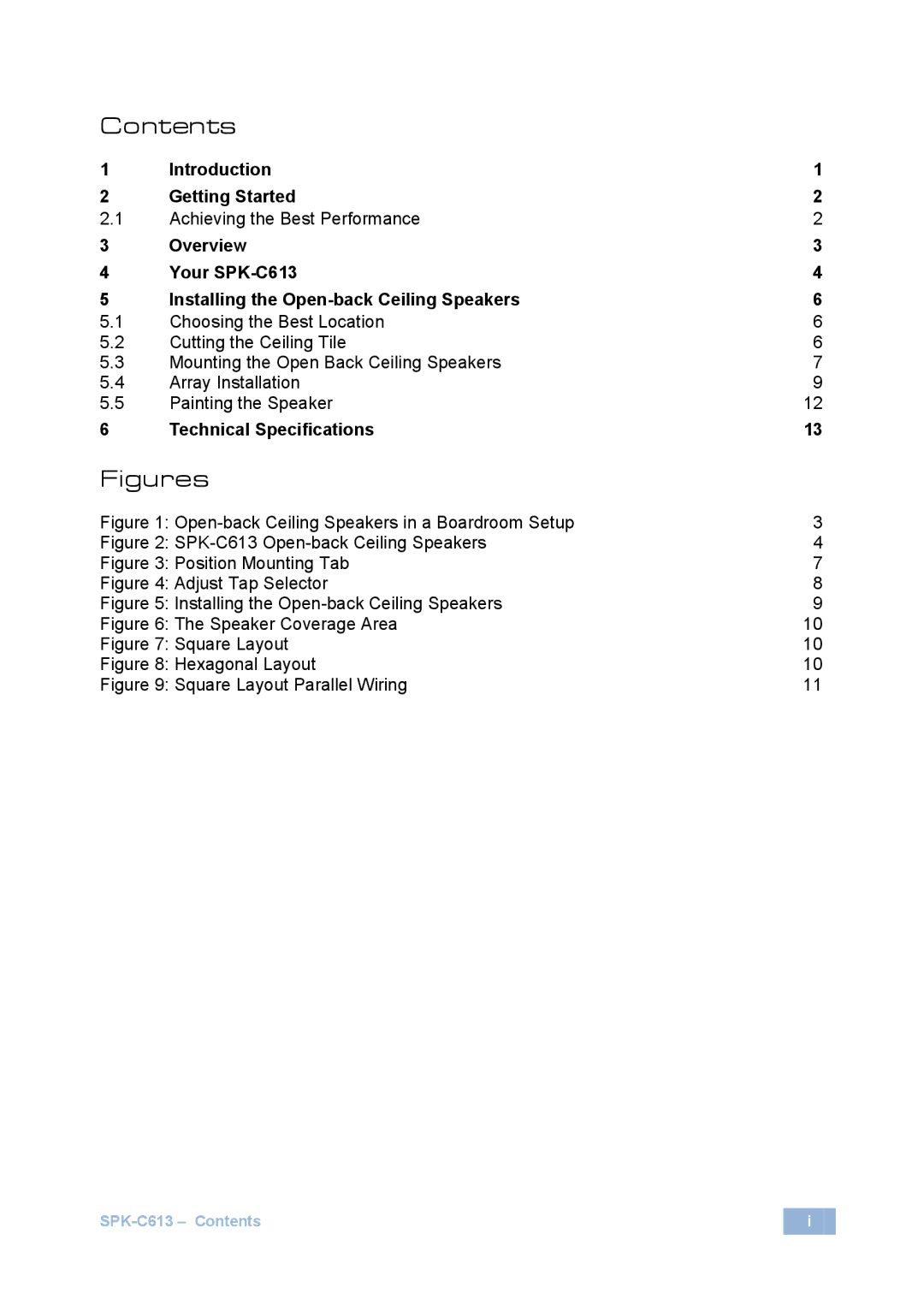 Kramer Electronics SPK-C613 user manual Figures 