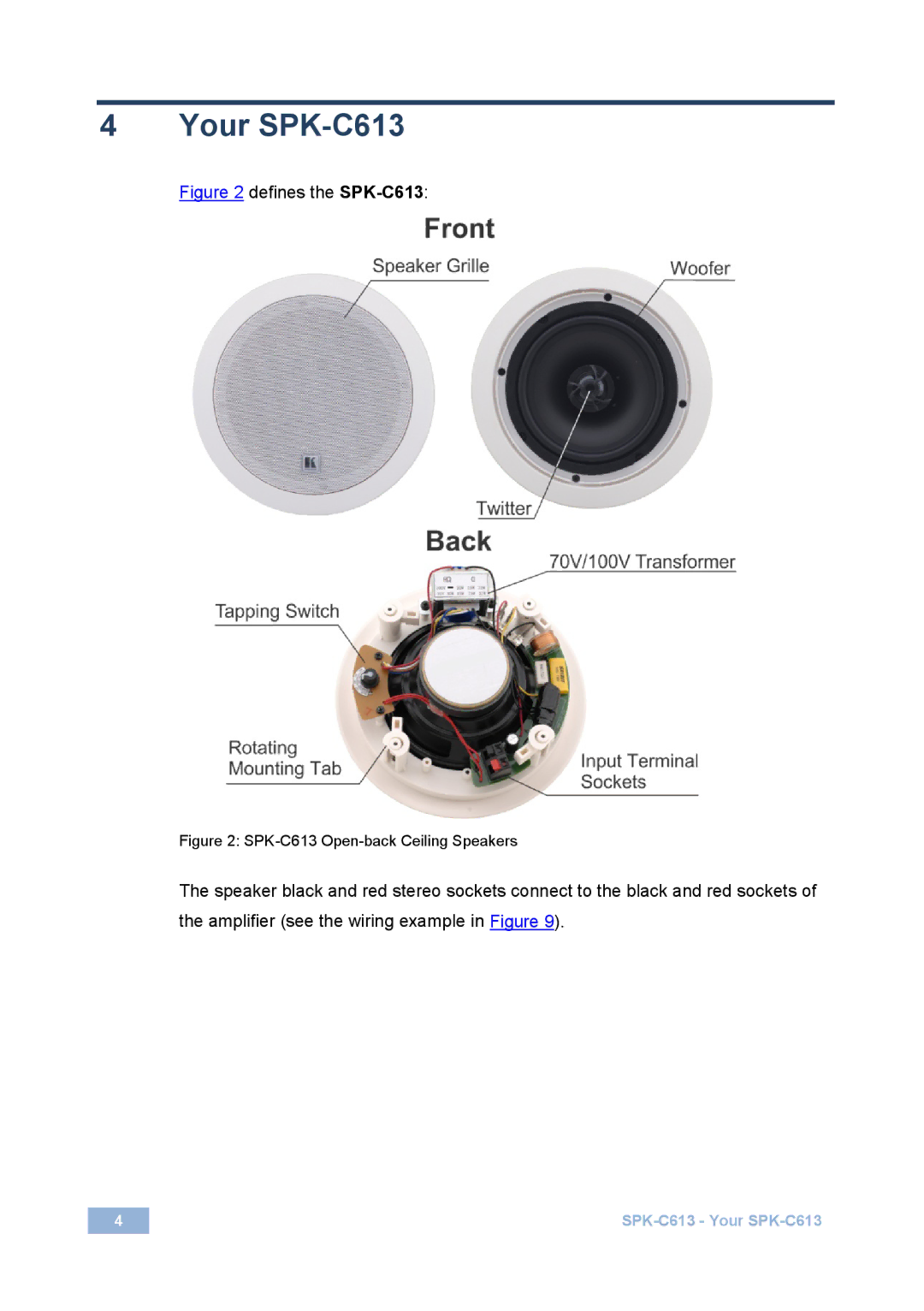 Kramer Electronics user manual Your SPK-C613, Defines the SPK-C613 