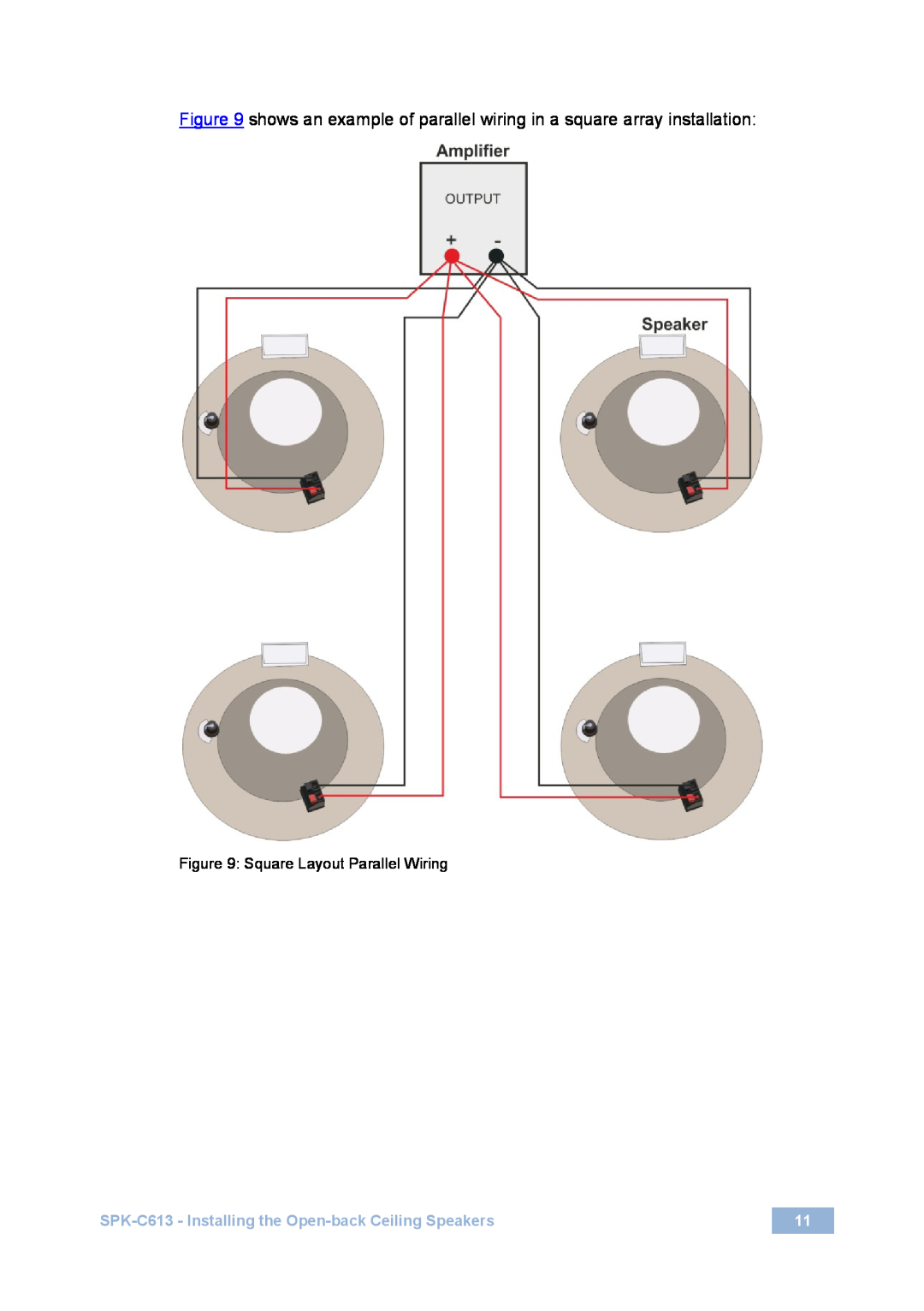 Kramer Electronics SPK-C613 user manual Square Layout Parallel Wiring 