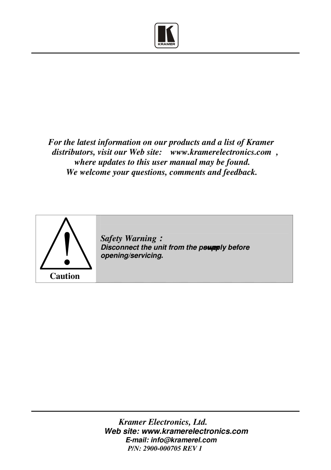 Kramer Electronics rk-1utb user manual 2900-000705 REV 