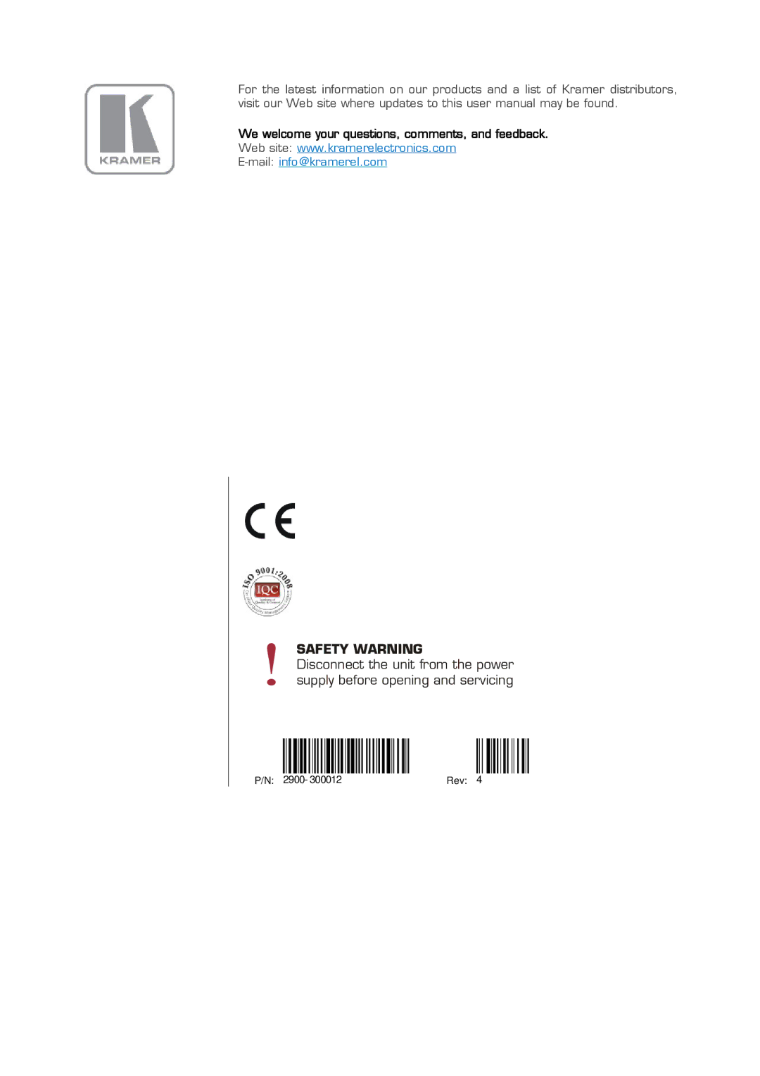 Kramer Electronics TP-133 user manual 2900 