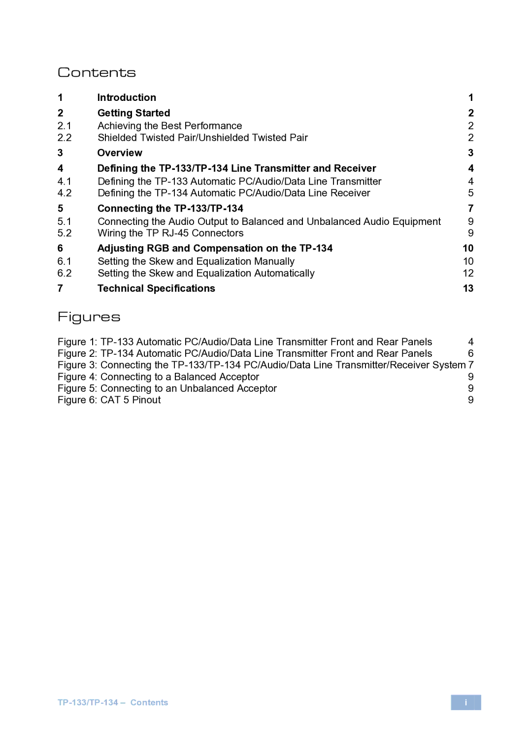 Kramer Electronics TP-133 user manual Figures 