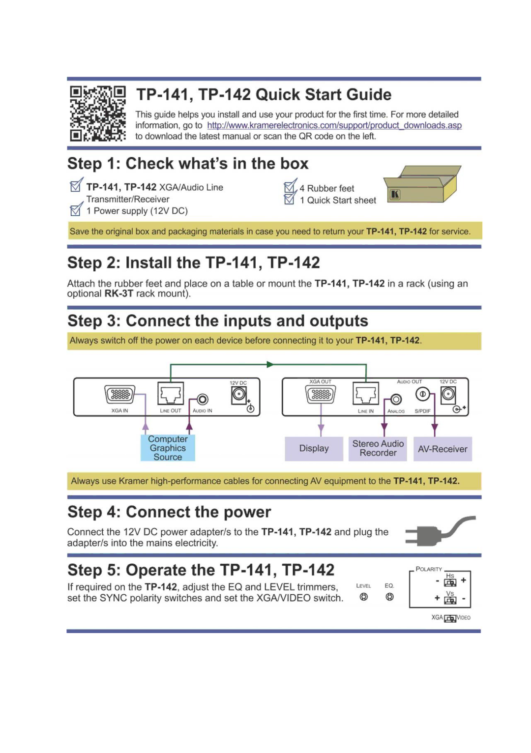 Kramer Electronics TP-141 user manual 