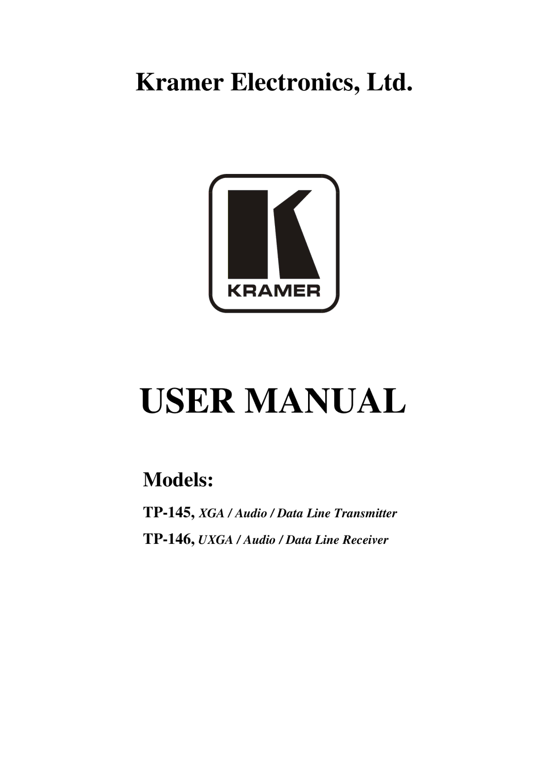 Kramer Electronics tp-145 user manual Models 