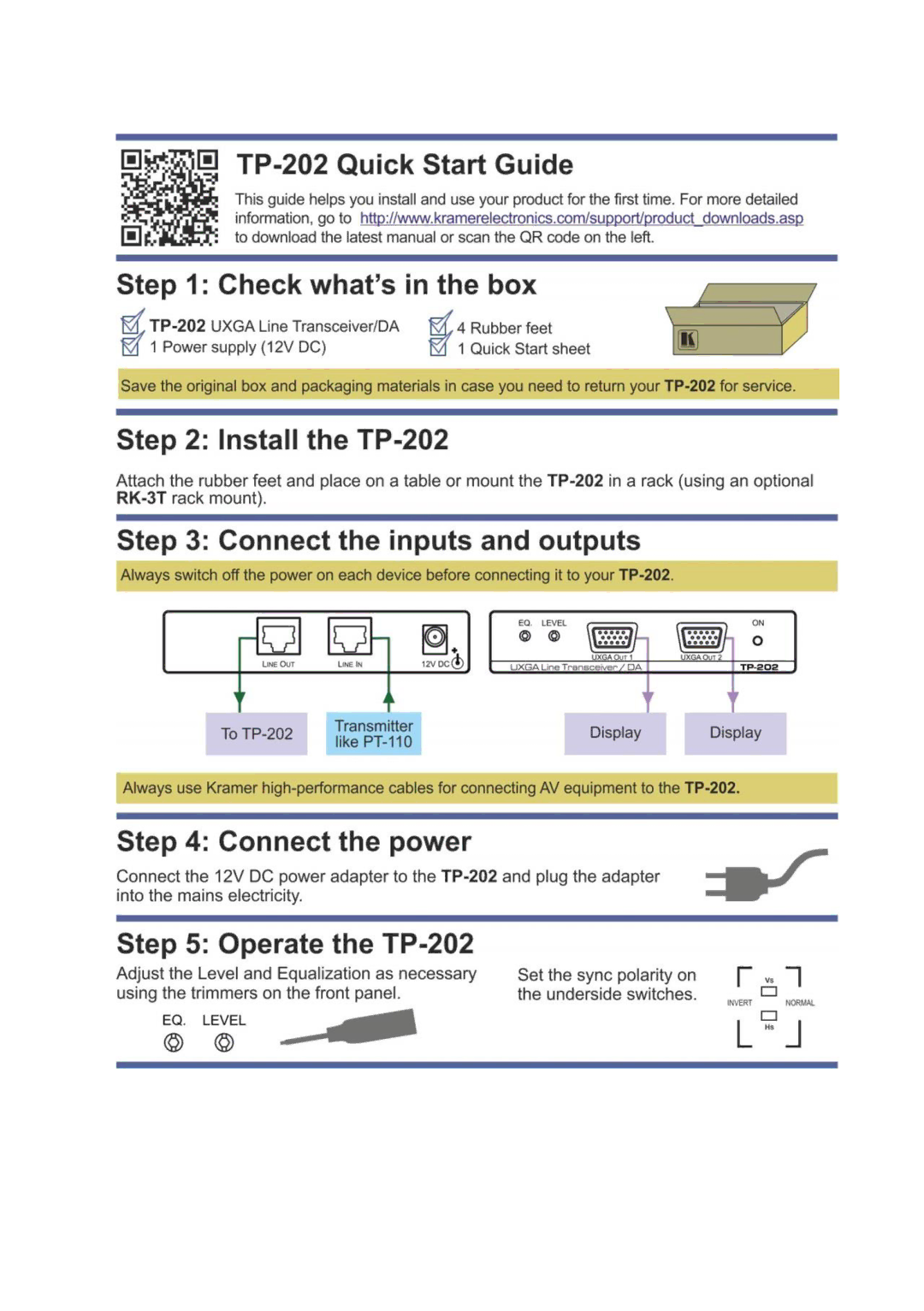 Kramer Electronics TP-202 user manual 