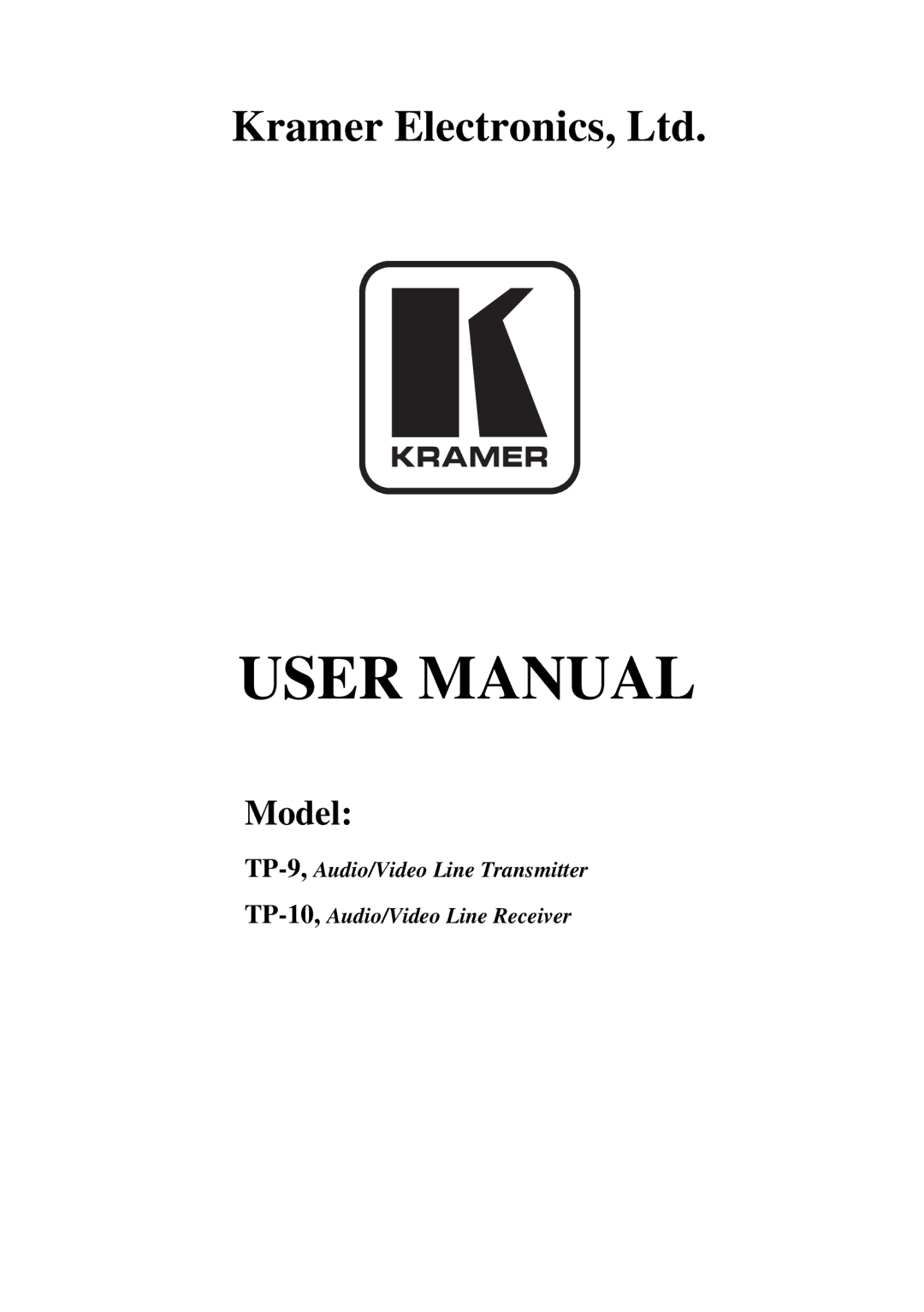 Kramer Electronics TP-9 user manual Model 