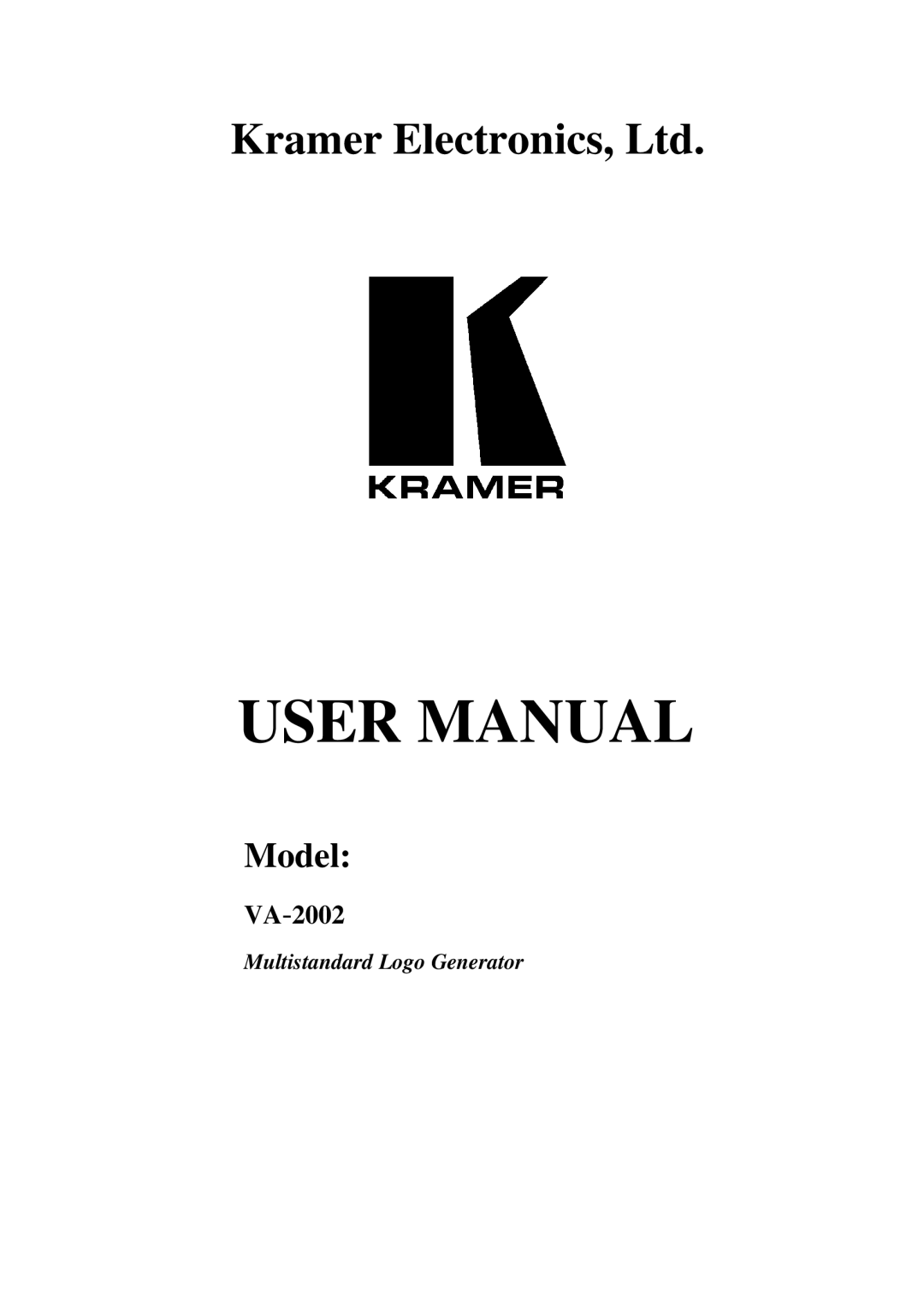 Kramer Electronics VA-2002 user manual Model 