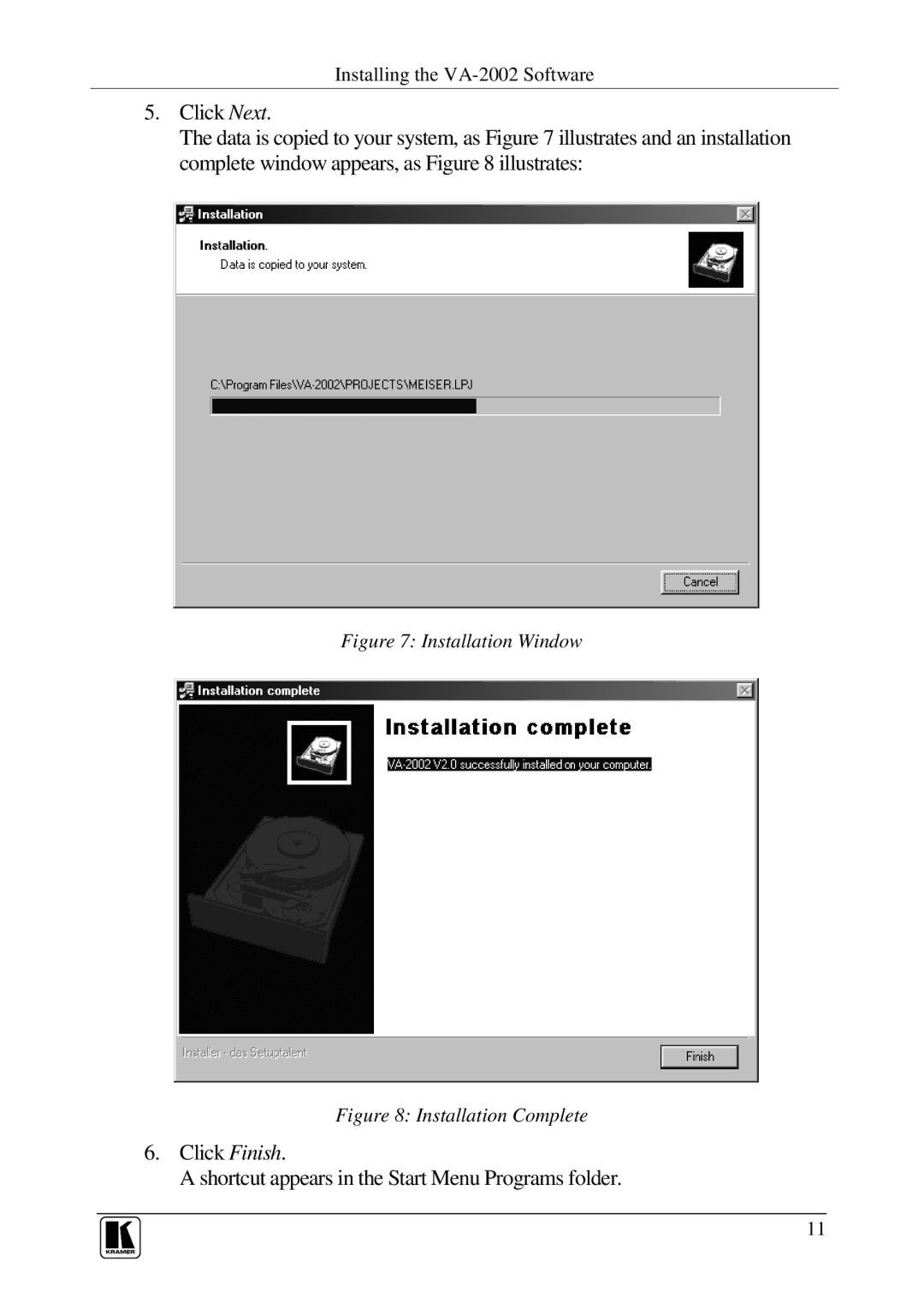 Kramer Electronics VA-2002 user manual Installation Window 