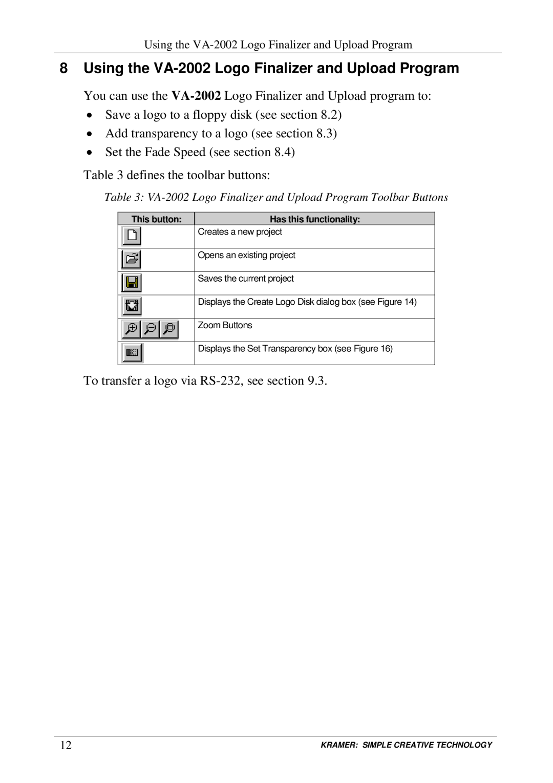 Kramer Electronics user manual Using the VA-2002 Logo Finalizer and Upload Program 