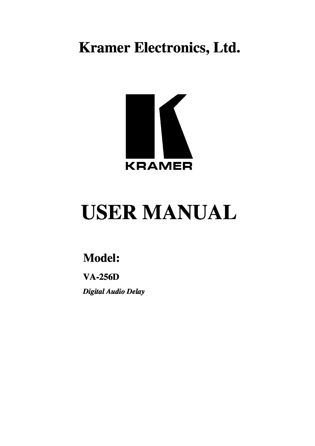 Kramer Electronics VA-256D user manual Model, Digital Audio Delay 