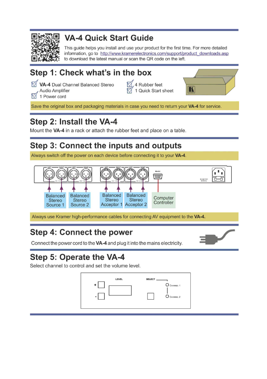 Kramer Electronics VA-4 user manual 