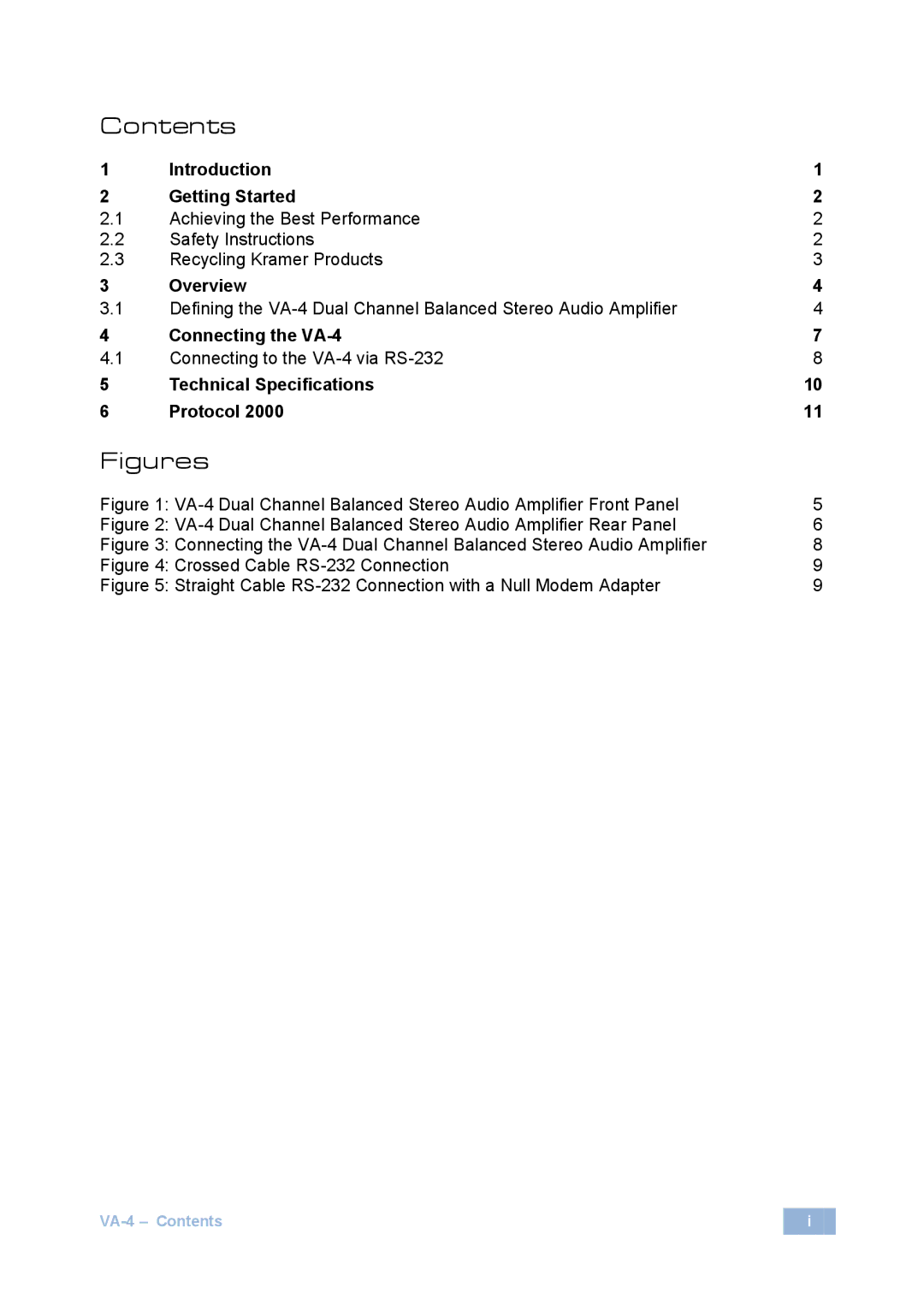 Kramer Electronics VA-4 user manual Figures 