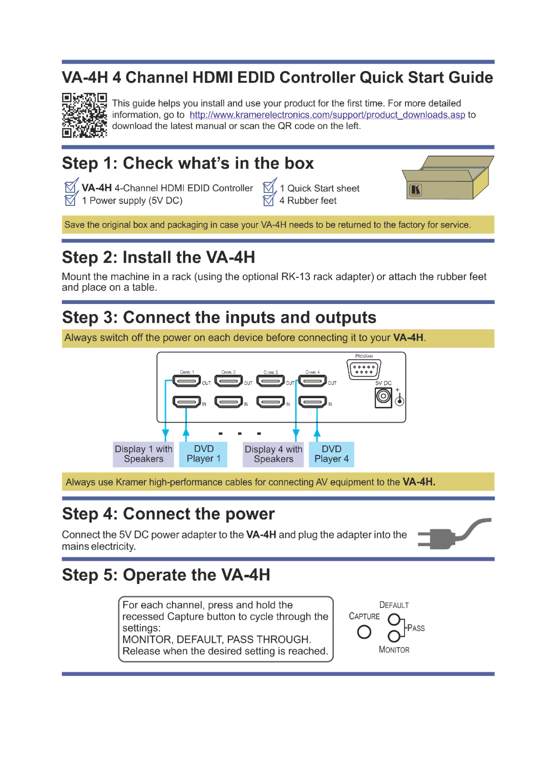 Kramer Electronics VA-4H user manual 