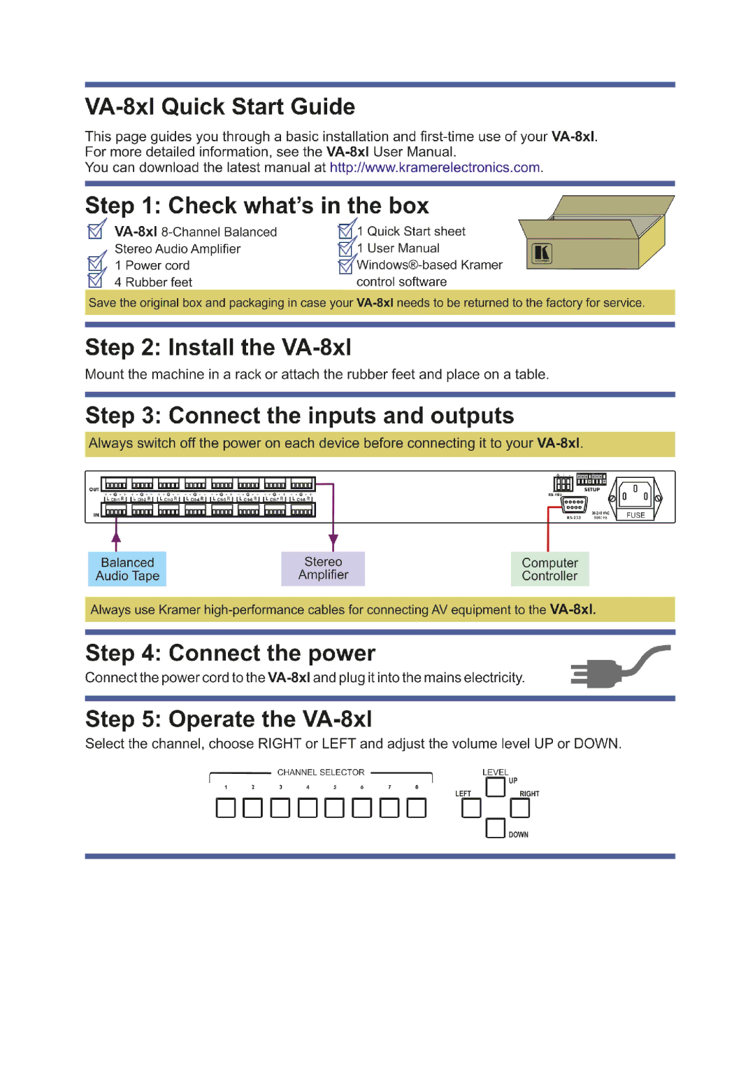 Kramer Electronics VA-8xl user manual 