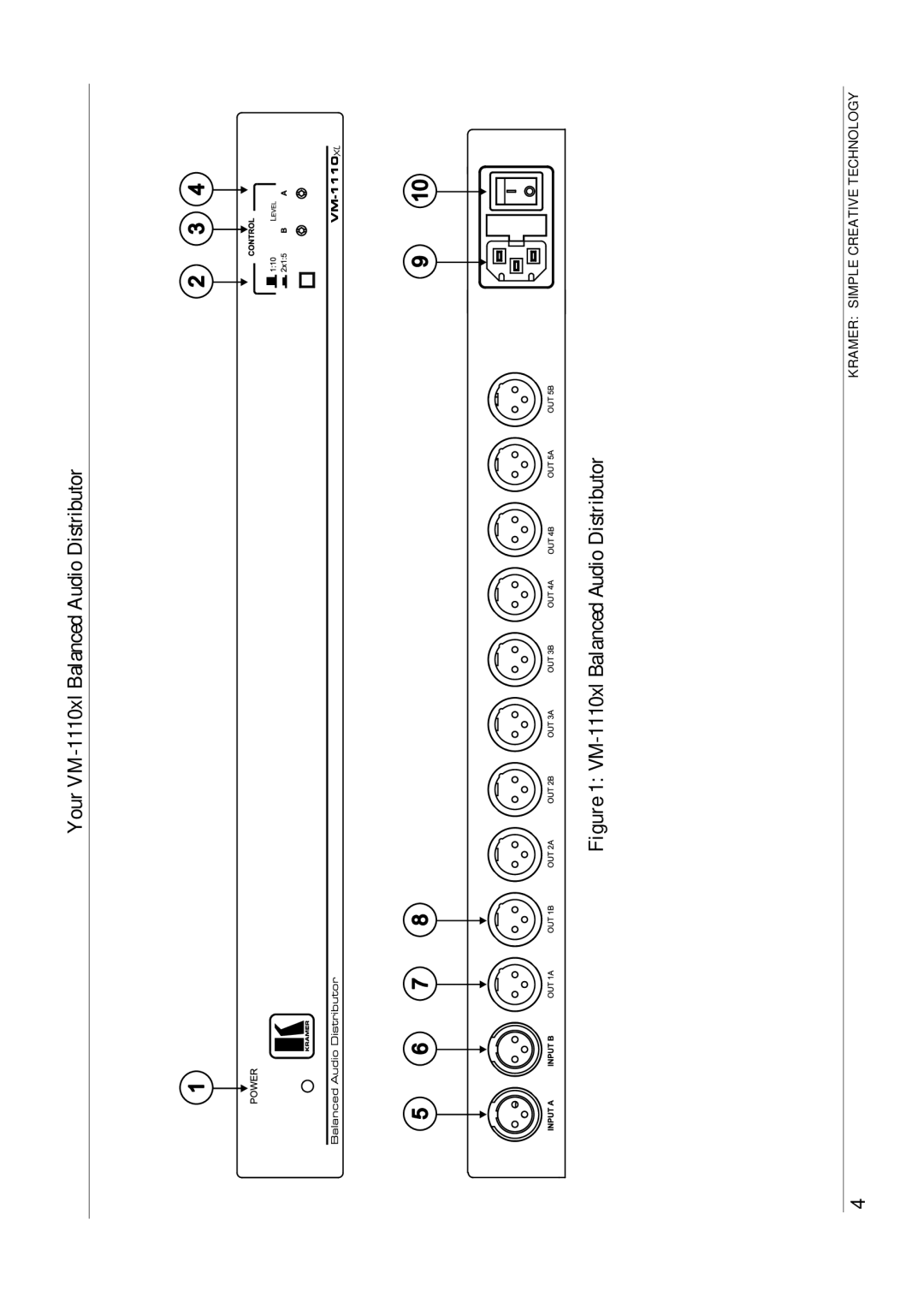 Kramer Electronics user manual VM-1110xl Balanced Audio Distributor 