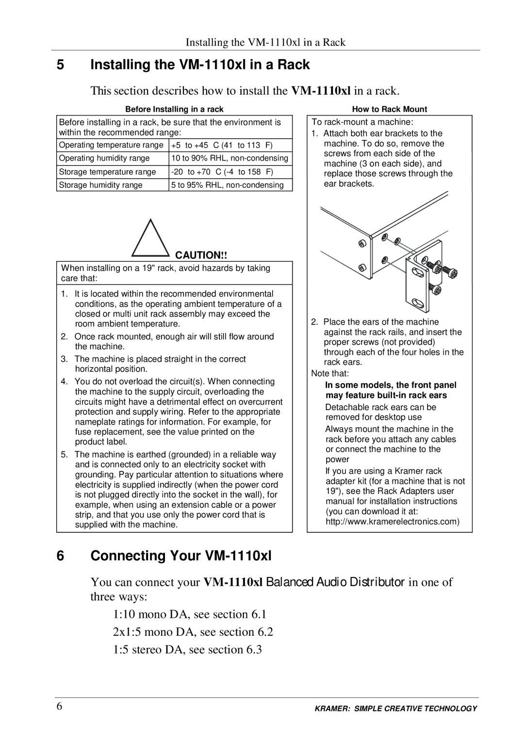 Kramer Electronics VM-1110xl user manual PM2 