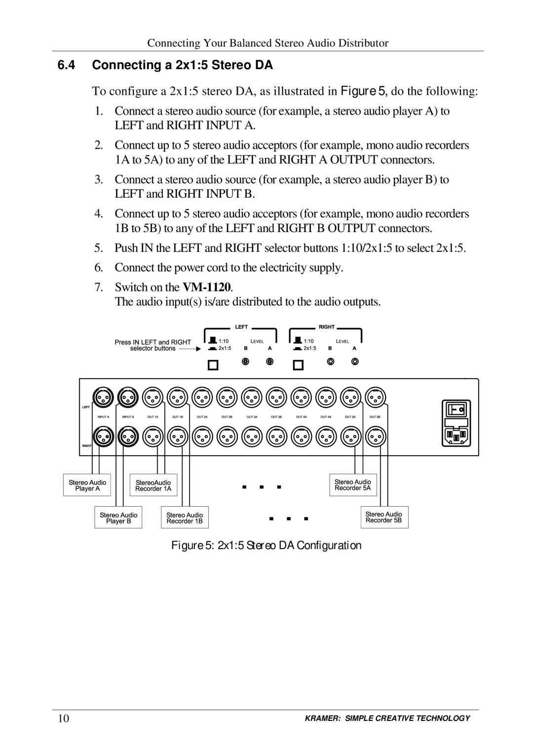 Kramer Electronics VM-1120 user manual IG c CQH u, 2x15 Stereo DA Configuration 