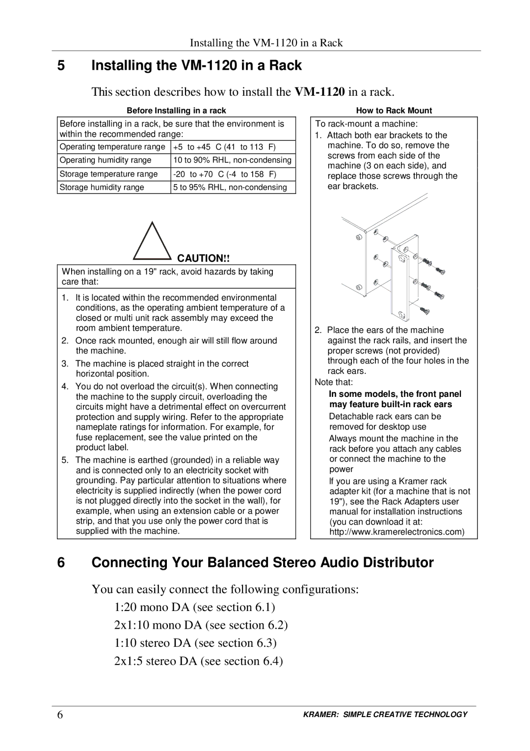 Kramer Electronics VM-1120 user manual Xn8CCDB 