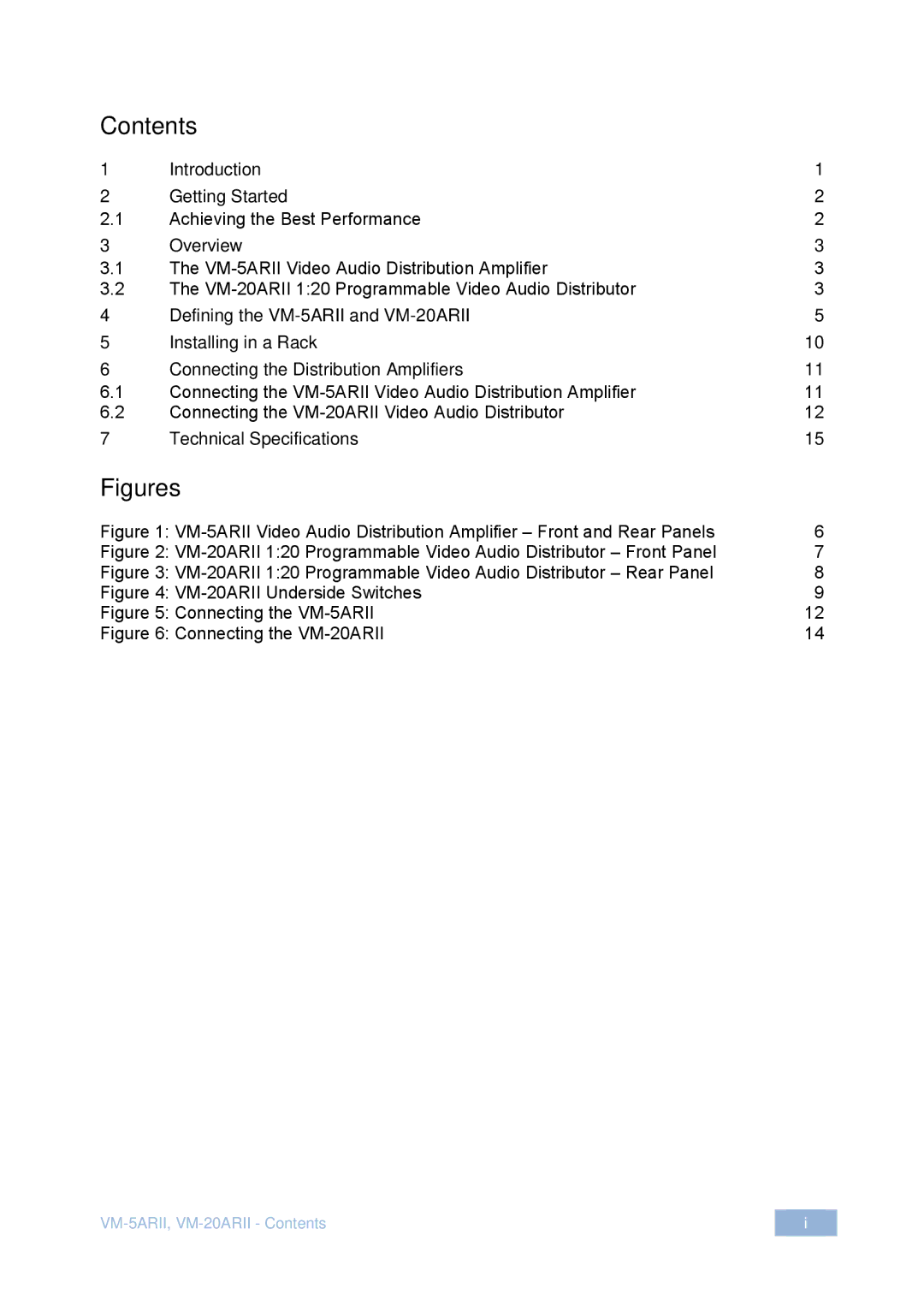 Kramer Electronics VM-5ARII user manual Figures 