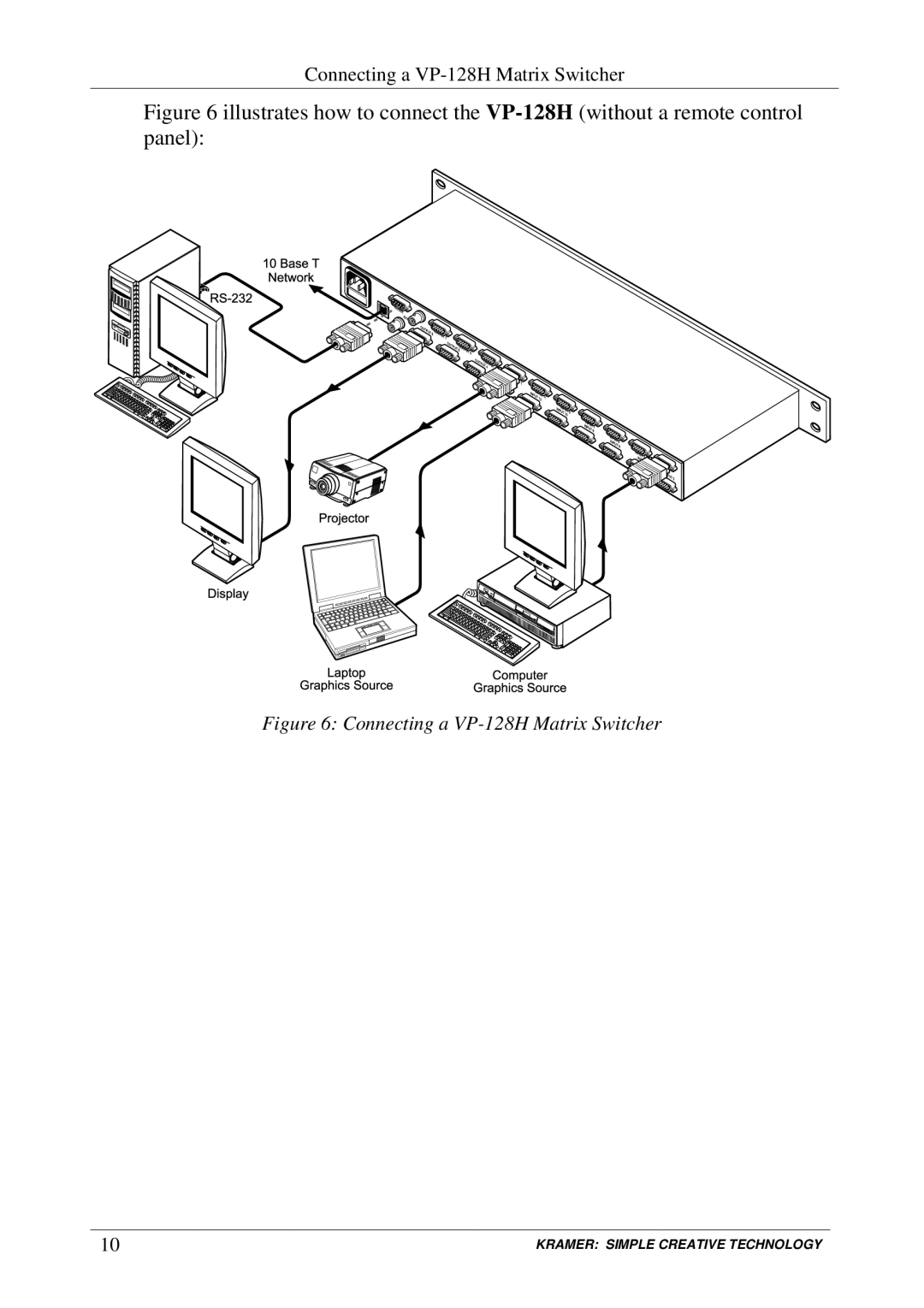 Kramer Electronics user manual Connecting a VP-128H Matrix Switcher 