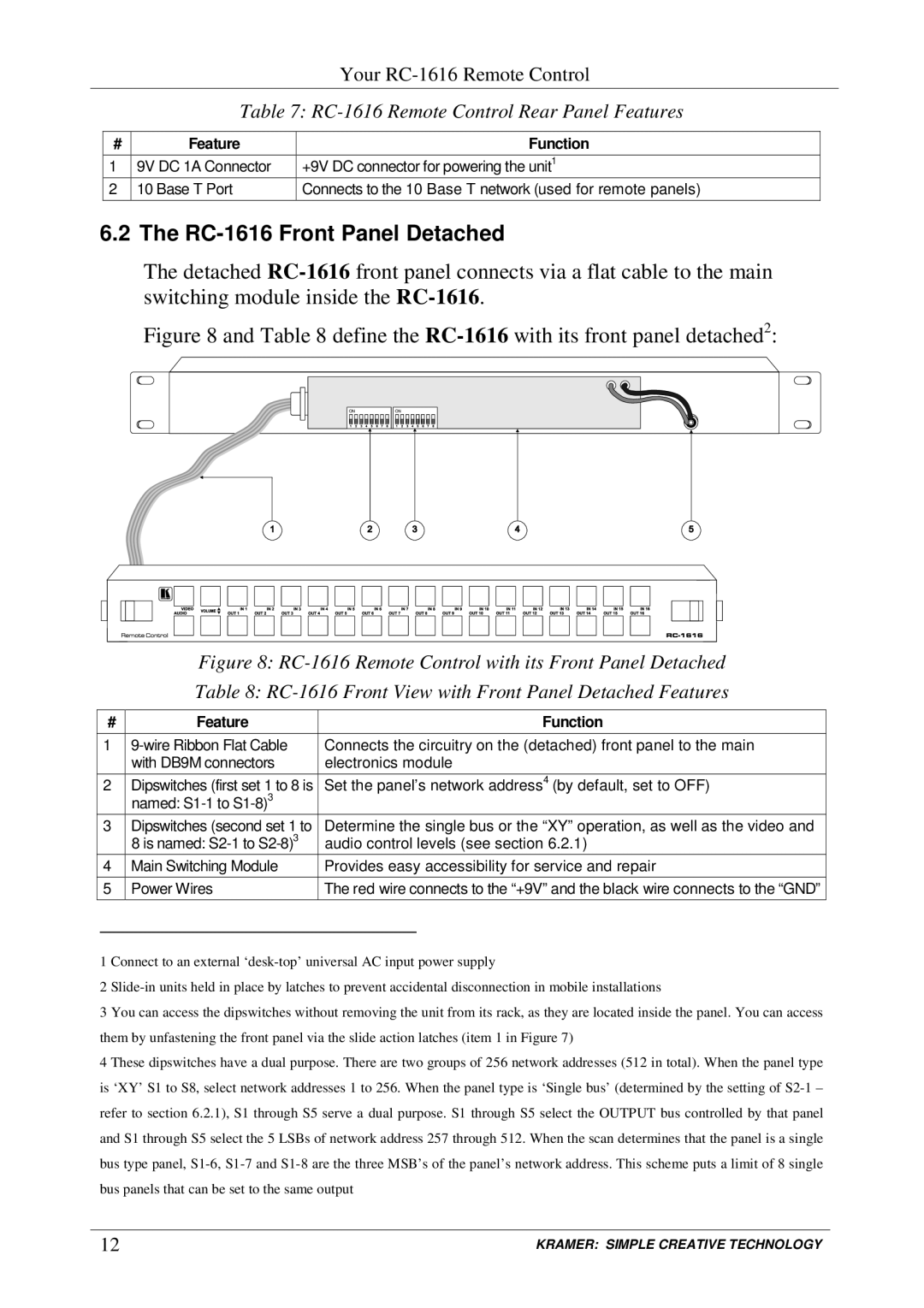 Kramer Electronics VP-128H user manual RC-1616 Front Panel Detached, Define the RC-1616with its front panel detached2 