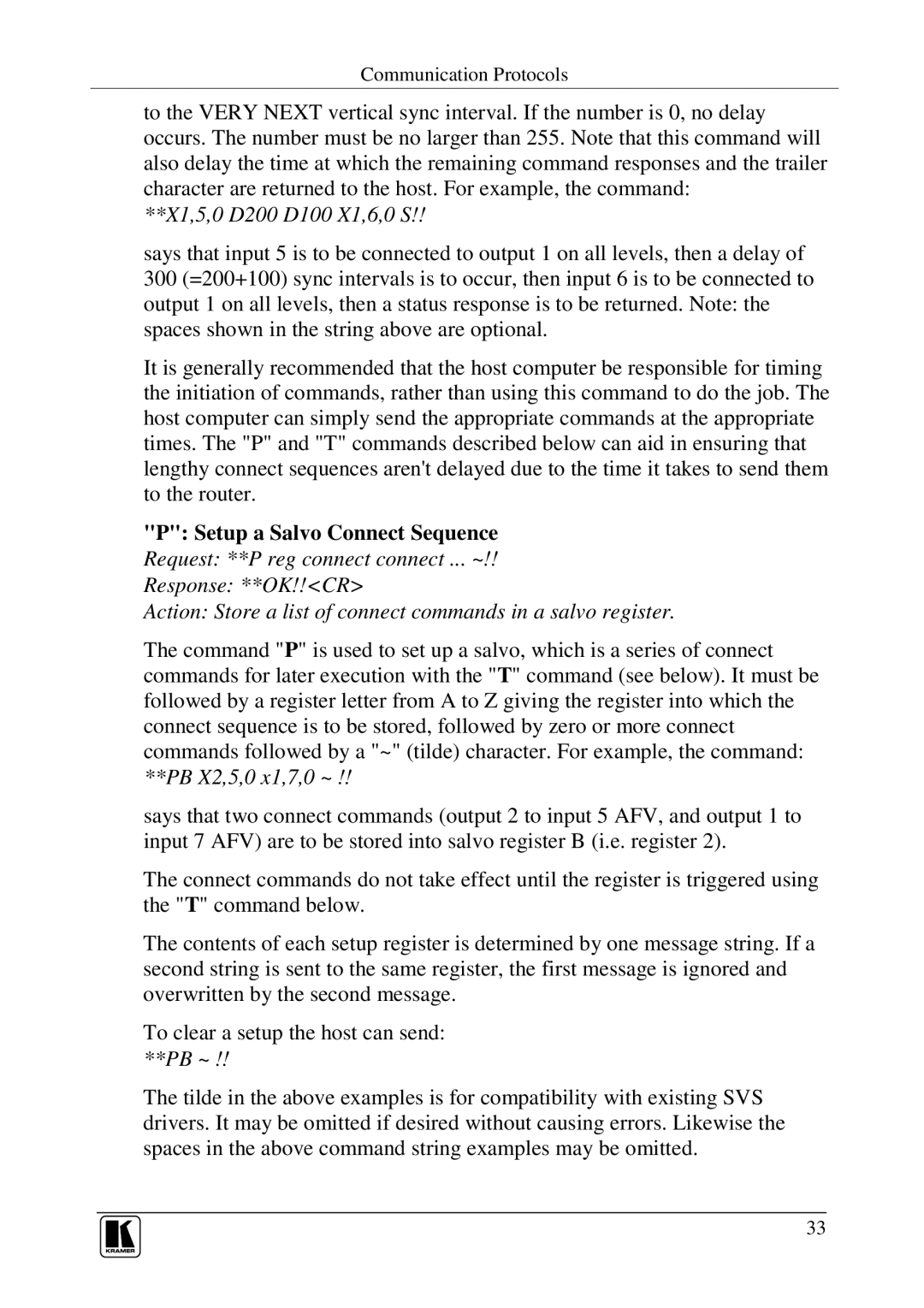 Kramer Electronics VP-128H user manual X1,5,0 D200 D100 X1,6,0 S, Setup a Salvo Connect Sequence 