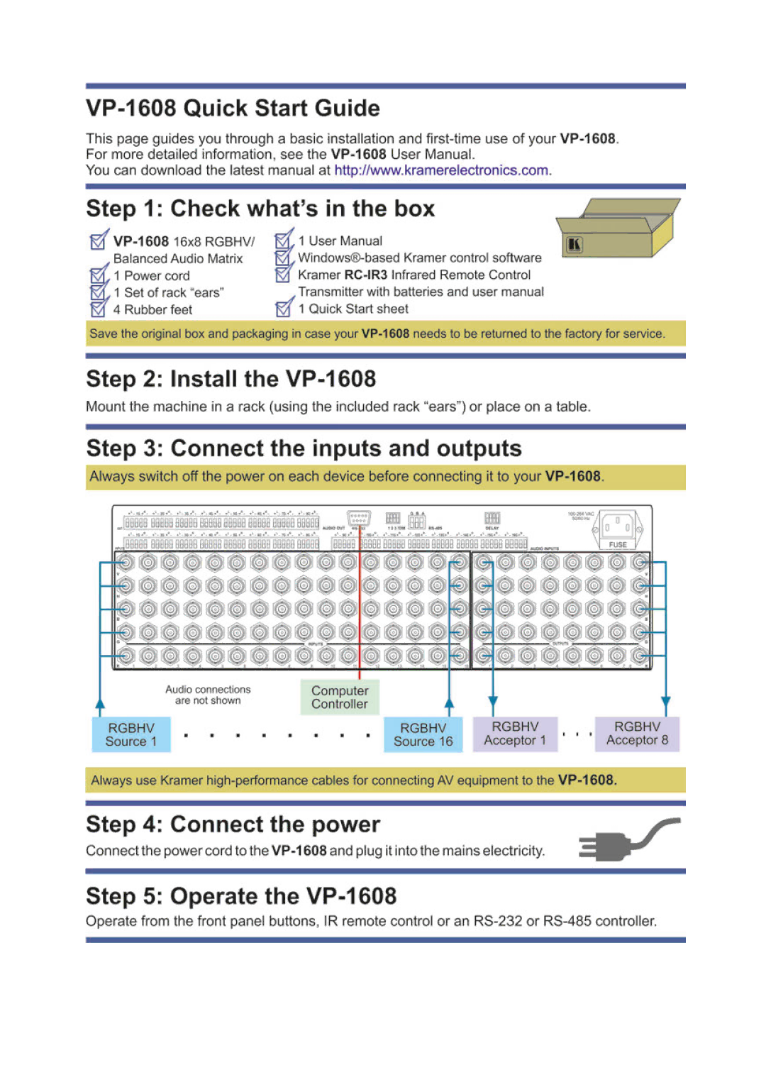 Kramer Electronics VP-1608 user manual 